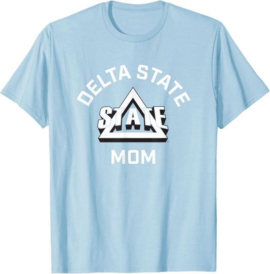 Delta State University Statesmen Arched Mom T-Shirt - T-Shirt | Light Blue
