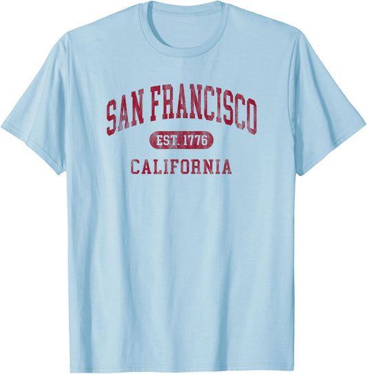 Vintage San Francisco California Souvenir Retro Throwback T-Shirt - T-Shirt | Light Blue