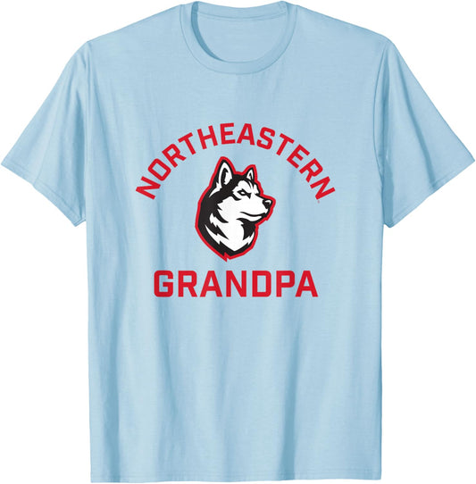 Northeastern University NEU Huskies Arched Grandpa T-Shirt - T-Shirt | Light Blue