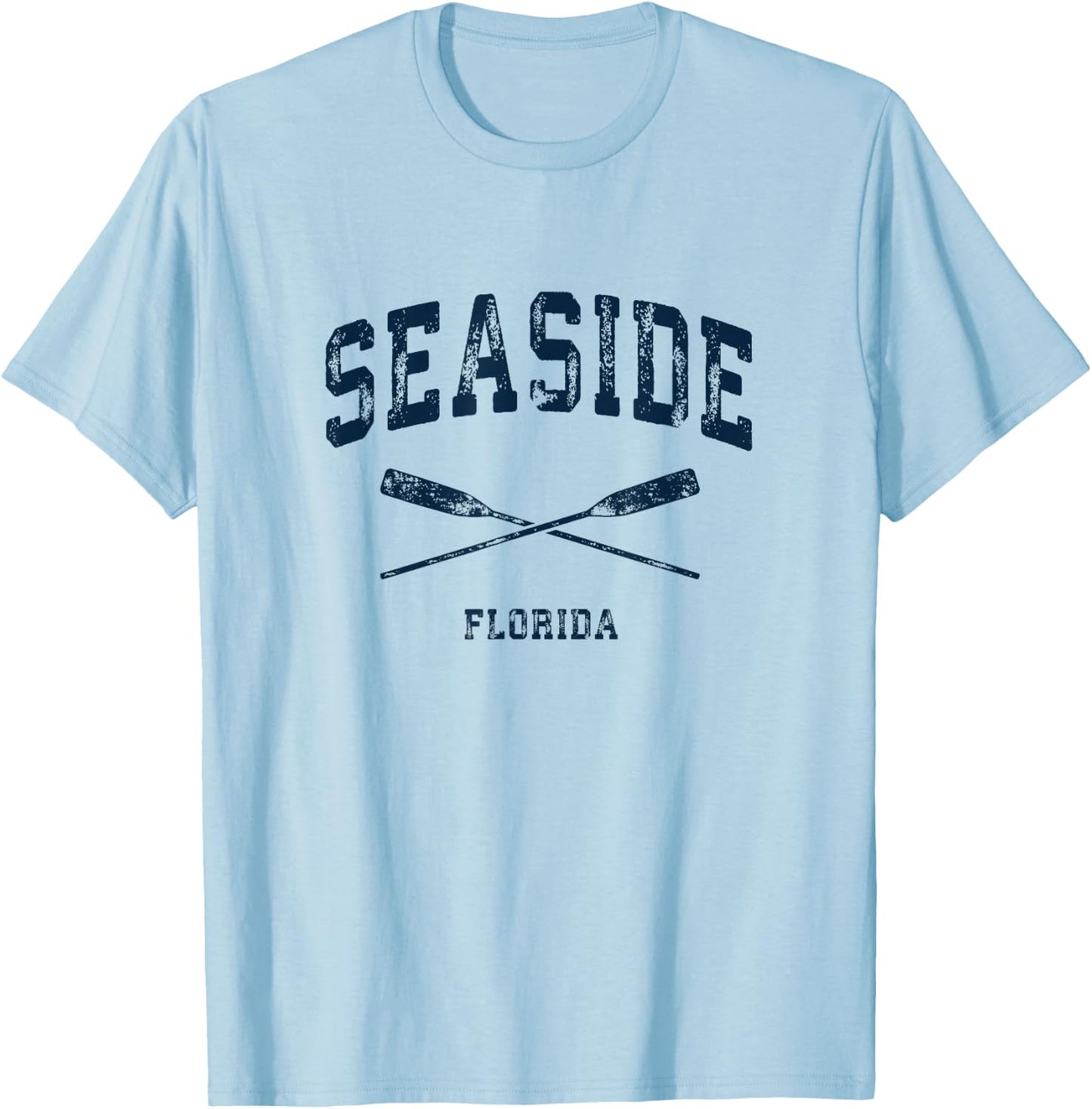 Seaside Florida Vintage Nautical Crossed Oars Navy T-Shirt - T-Shirt | Light Blue