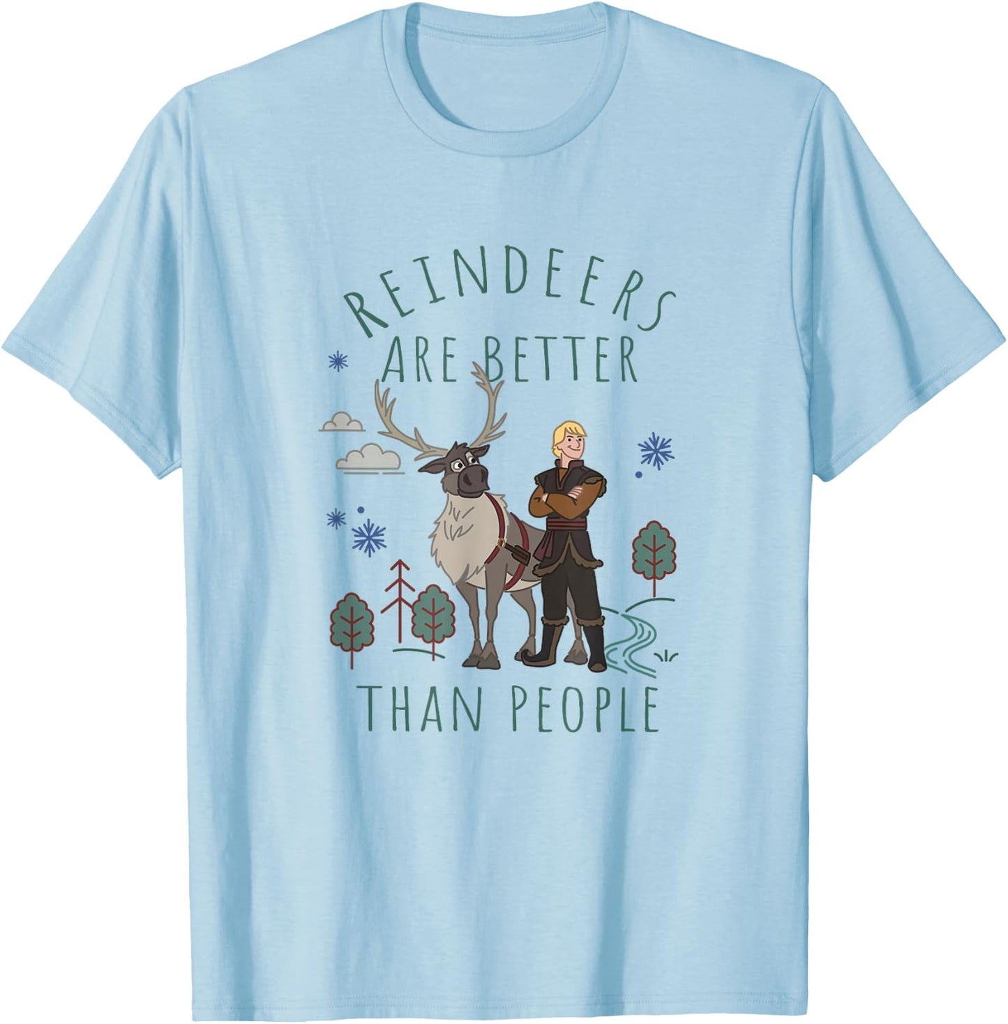 Disney Frozen Kristoff & Sven Reindeers Are Better T-Shirt - T-Shirt | Light Blue