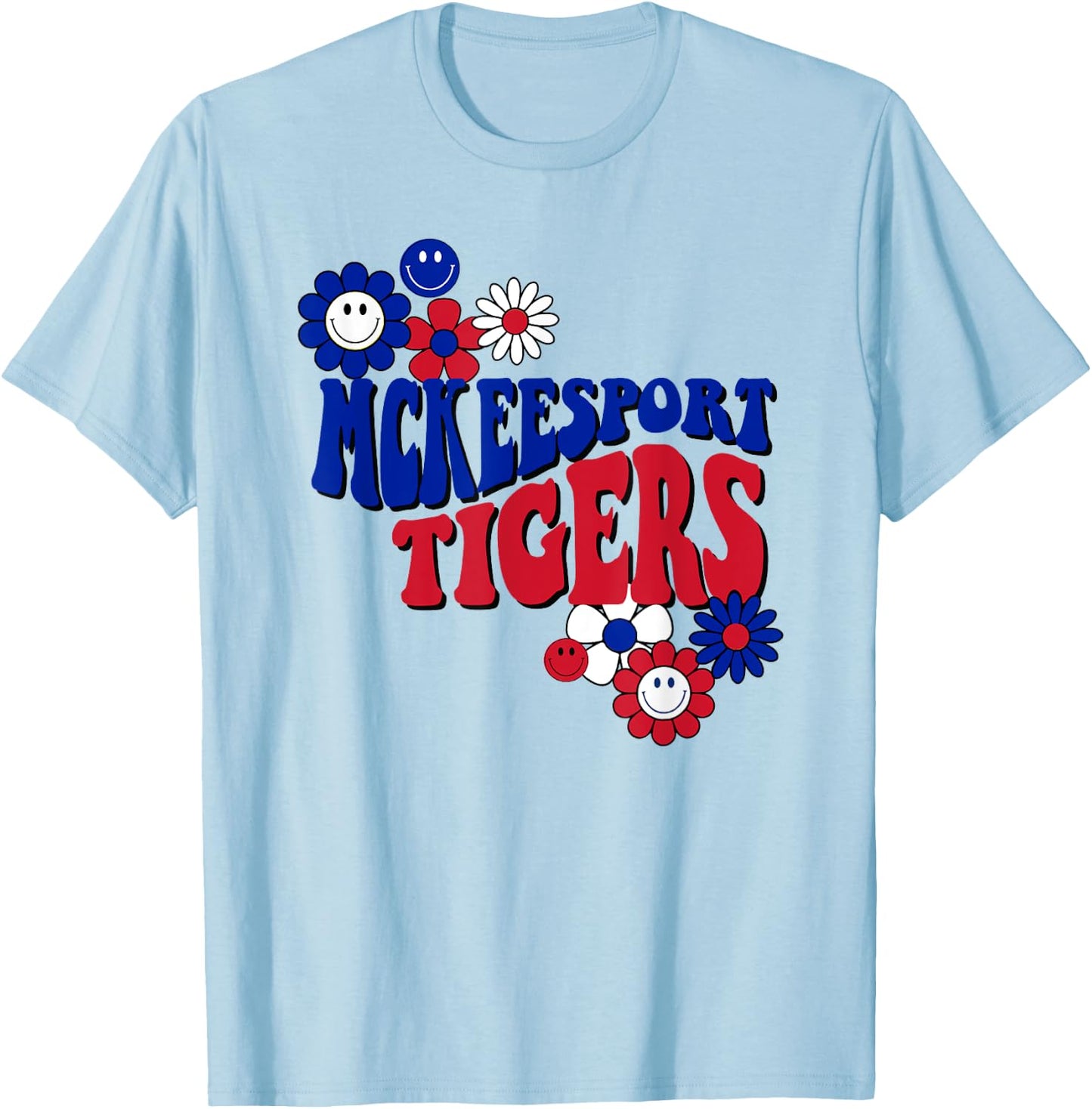 McKeesport Tigers Groovy School Spirit T-Shirt - T-Shirt | Light Blue