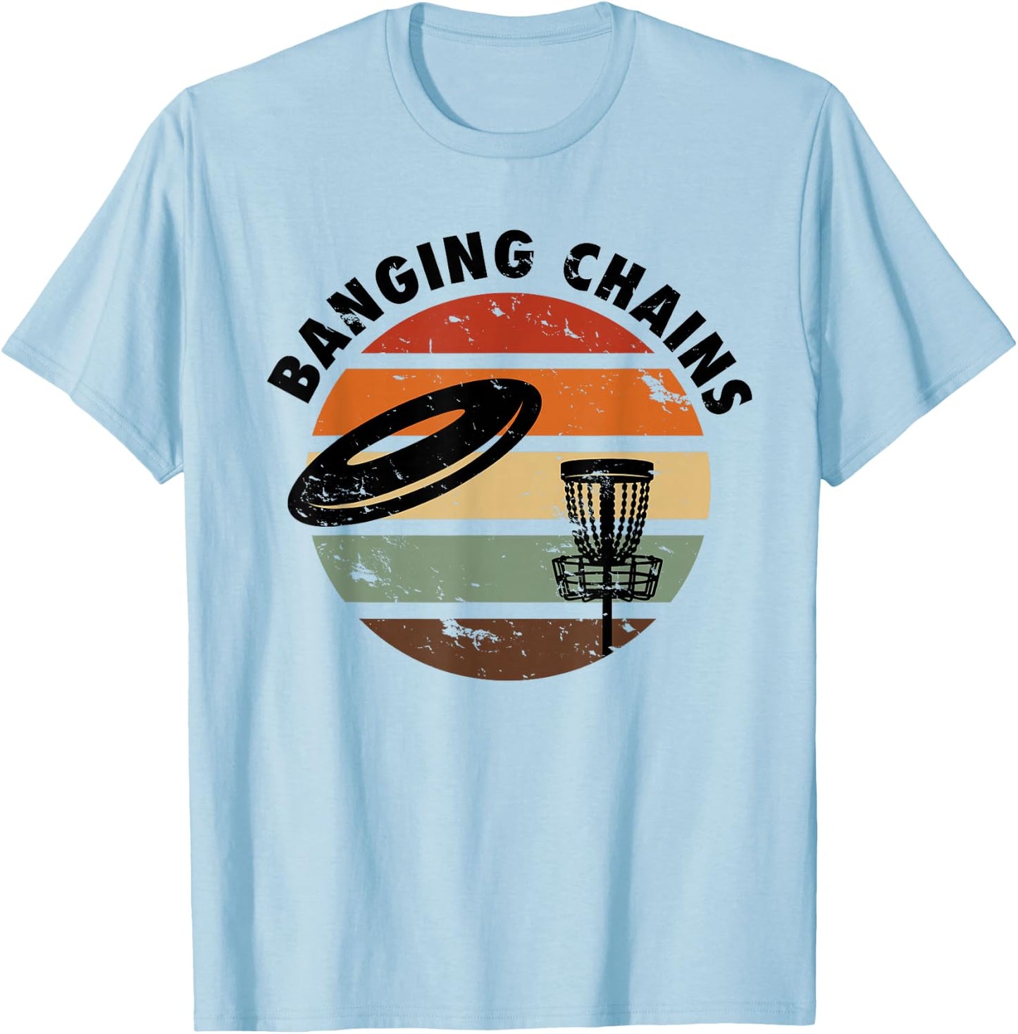 Banging Chains Disc Golf Retro Frisbee T-Shirt - T-Shirt | Light Blue