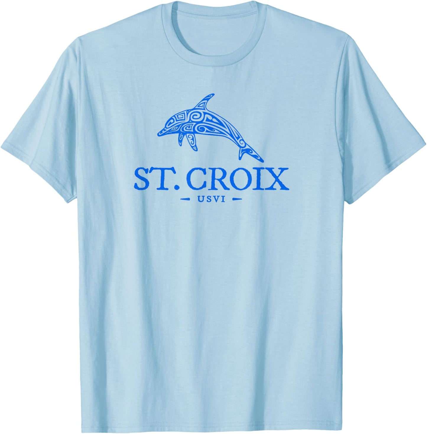 St Croix Dolphin Boys Girls Toddler Cruise Vacation Souvenir T-Shirt - T-Shirt | Light Blue
