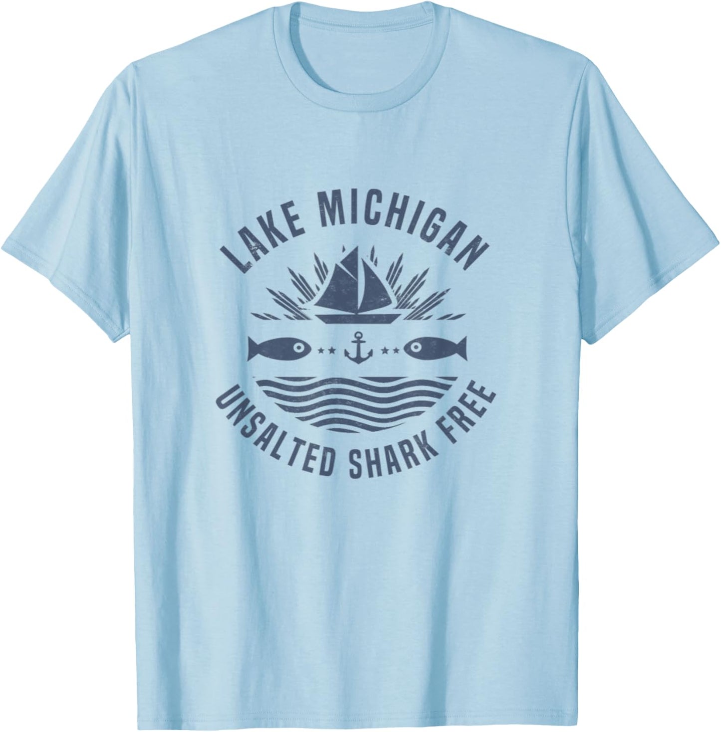 Lake Michigan Unsalted Shark Free shirt Great Lakes Gift T-Shirt - T-Shirt | Light Blue