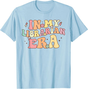 in My Librarian Era Retro Back to School Bookworm Book Lover T-Shirt - T-Shirt | Light Blue