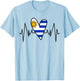 Uruguayan Flag Heartbeat EKG Heart T-Shirt - T-Shirt | Light Blue