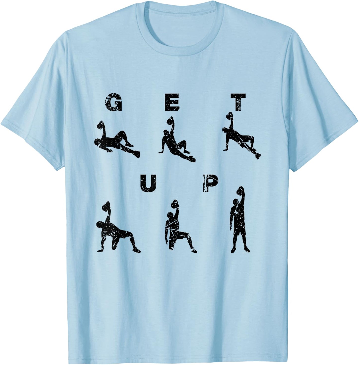 Kettlebell Workout Turkish Get Up Training Gym Fitness T-Shirt - T-Shirt | Light Blue
