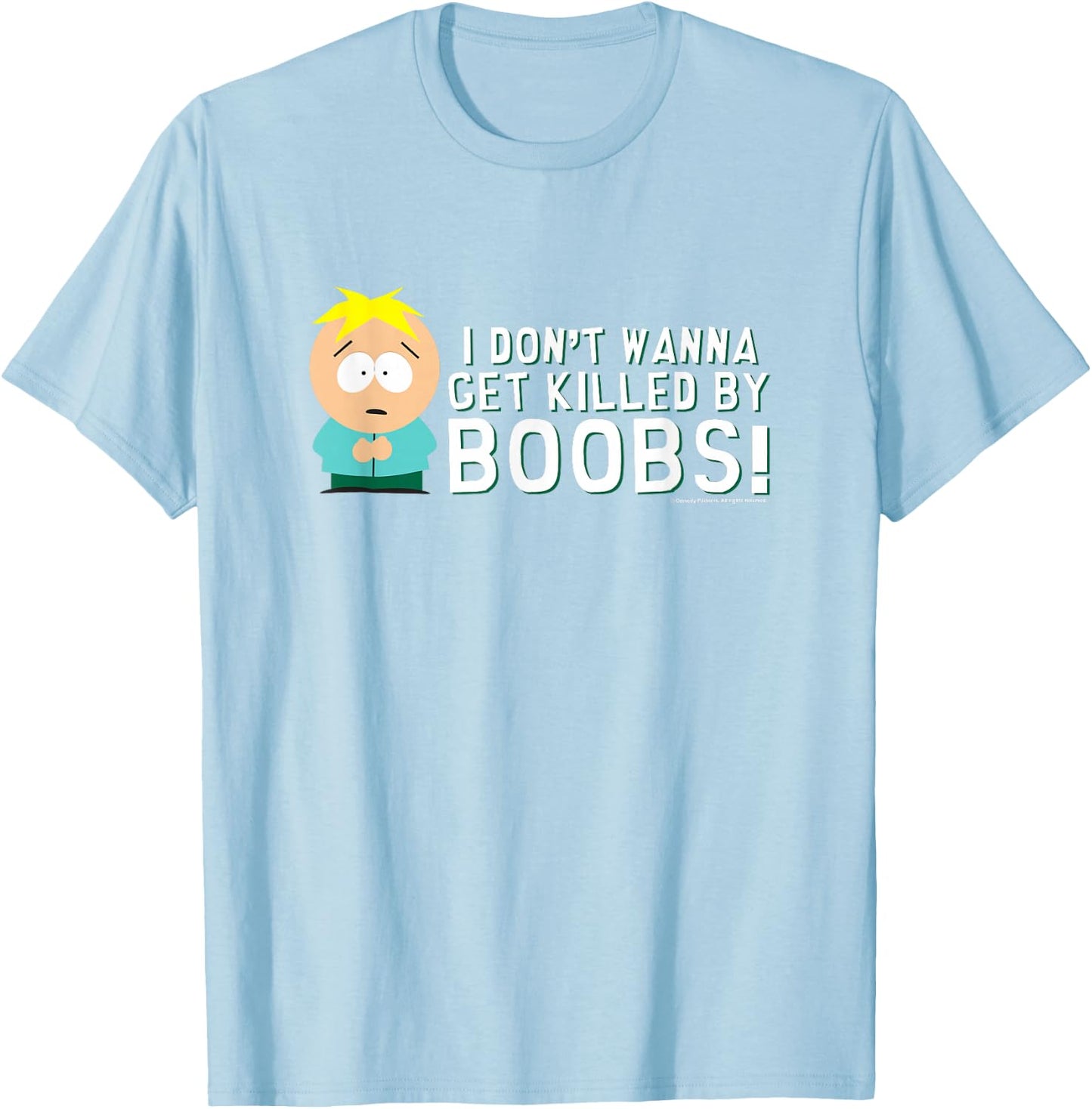 South Park Butters Killed By Boobs T-Shirt - T-Shirt | Light Blue
