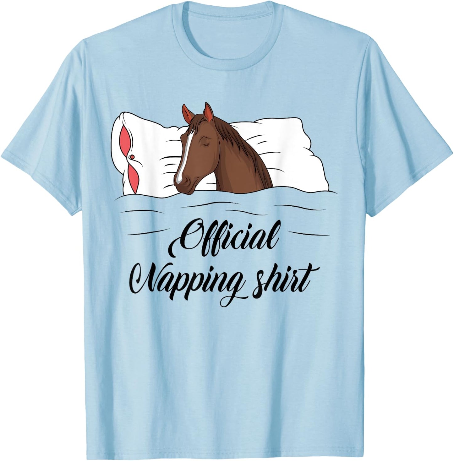 Sleeping Horse Lover Pyjamas Official Napping T-Shirt - T-Shirt | Light Blue