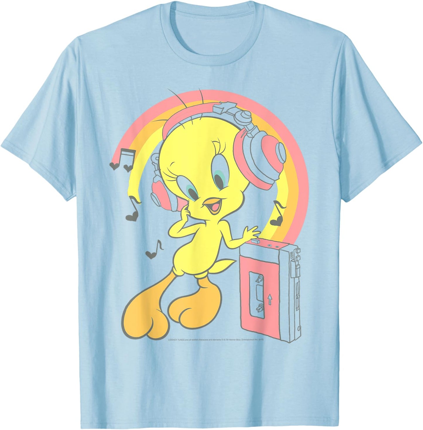 Looney Tunes Tweety Bird Music Rainbow T-Shirt - T-Shirt | Light Blue