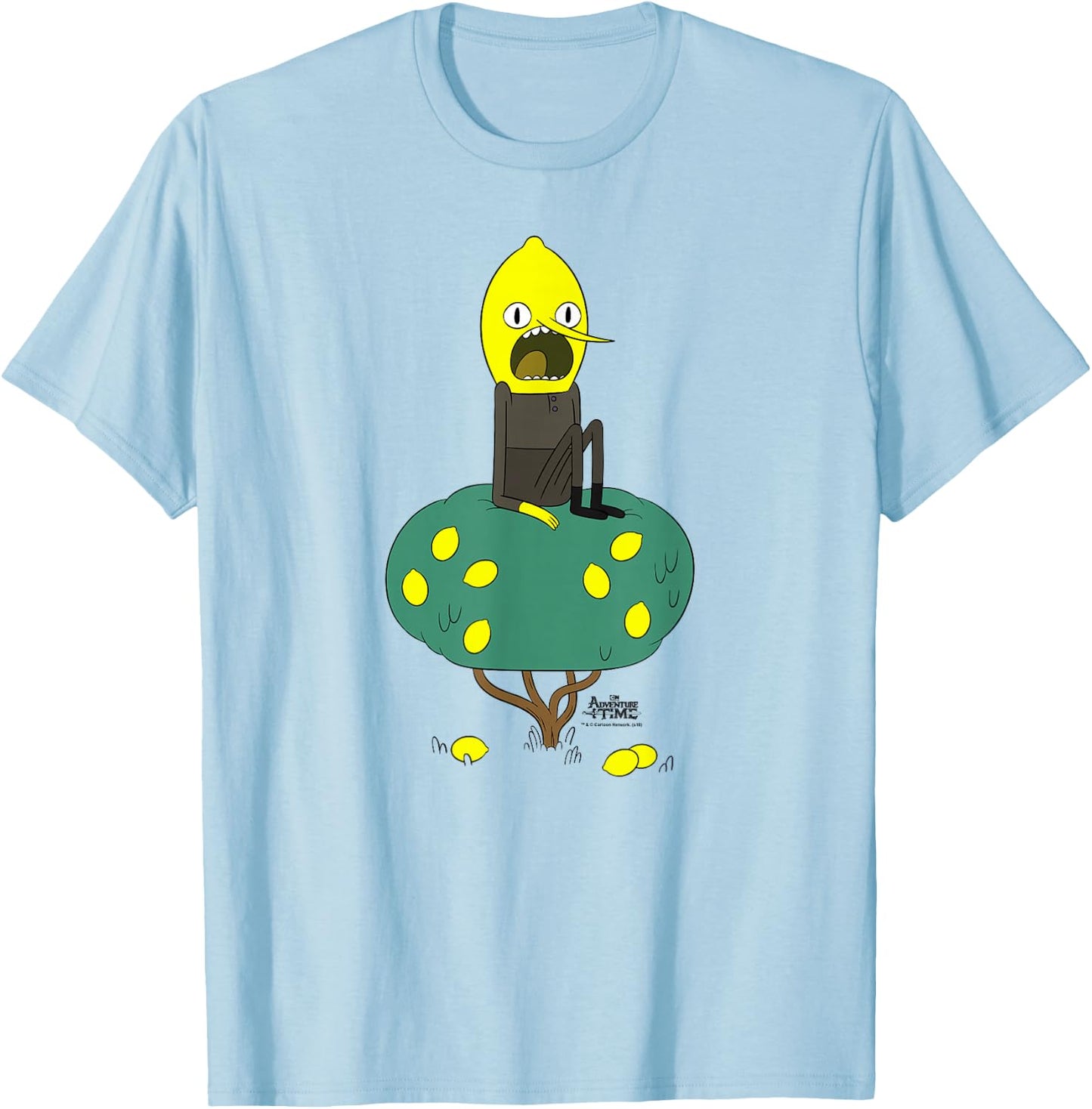 Cartoon Network Adventure Time Lemongrab Tree , Men's, Blue, Small, Short Sleeve, Classic Fit, Cotton 60% Polyester 40% T-Shirt - T-Shirt | Light Blue