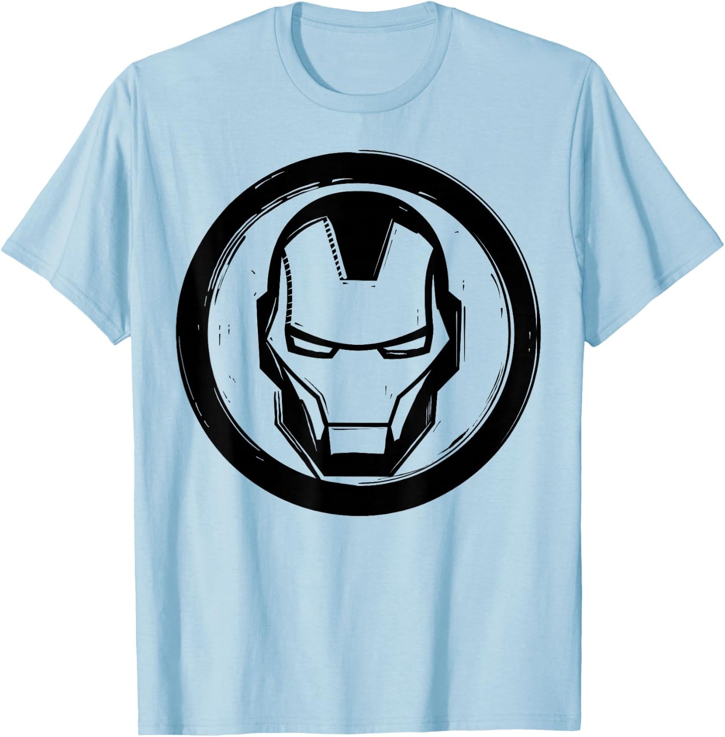 Marvel Iron Man Woodcut Logo T-Shirt - T-Shirt | Light Blue