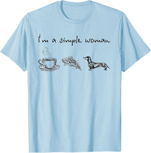 I'm A Simple Woman Coffee Pizza Dachshunds T-Shirt - T-Shirt | Light Blue
