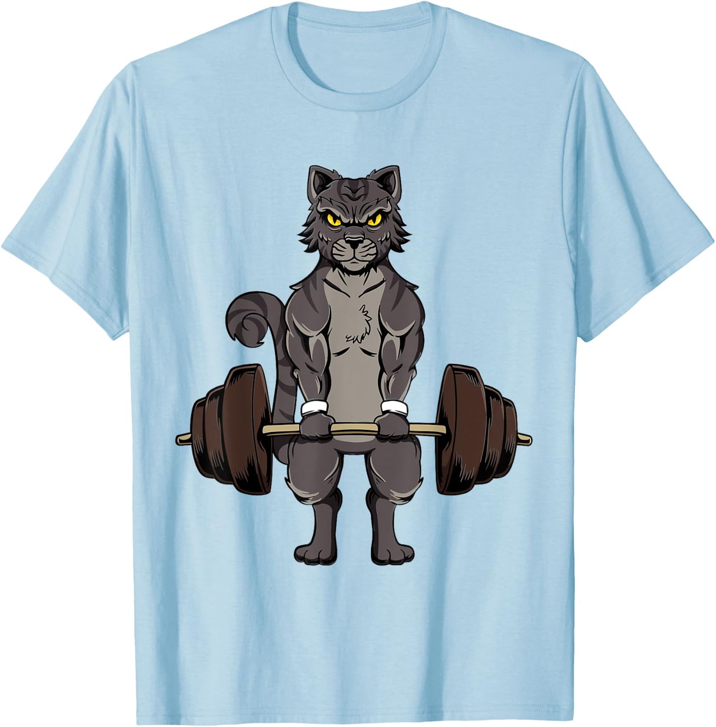 Deadlifting Cat Gym Workout Kitten Deadlifting Weightlifting Women T-Shirt - T-Shirt | Light Blue