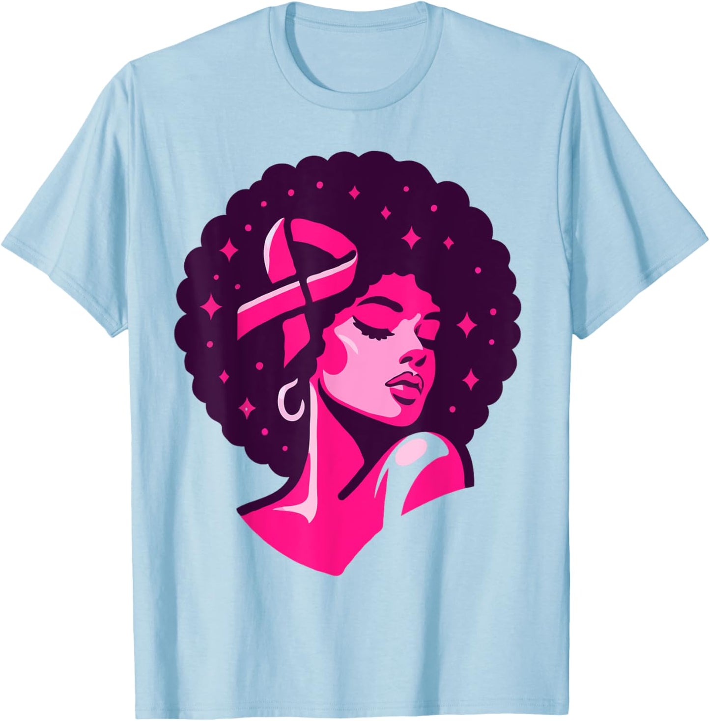 Breast Cancer Black African American Women Support Pink T-Shirt - T-Shirt | Light Blue