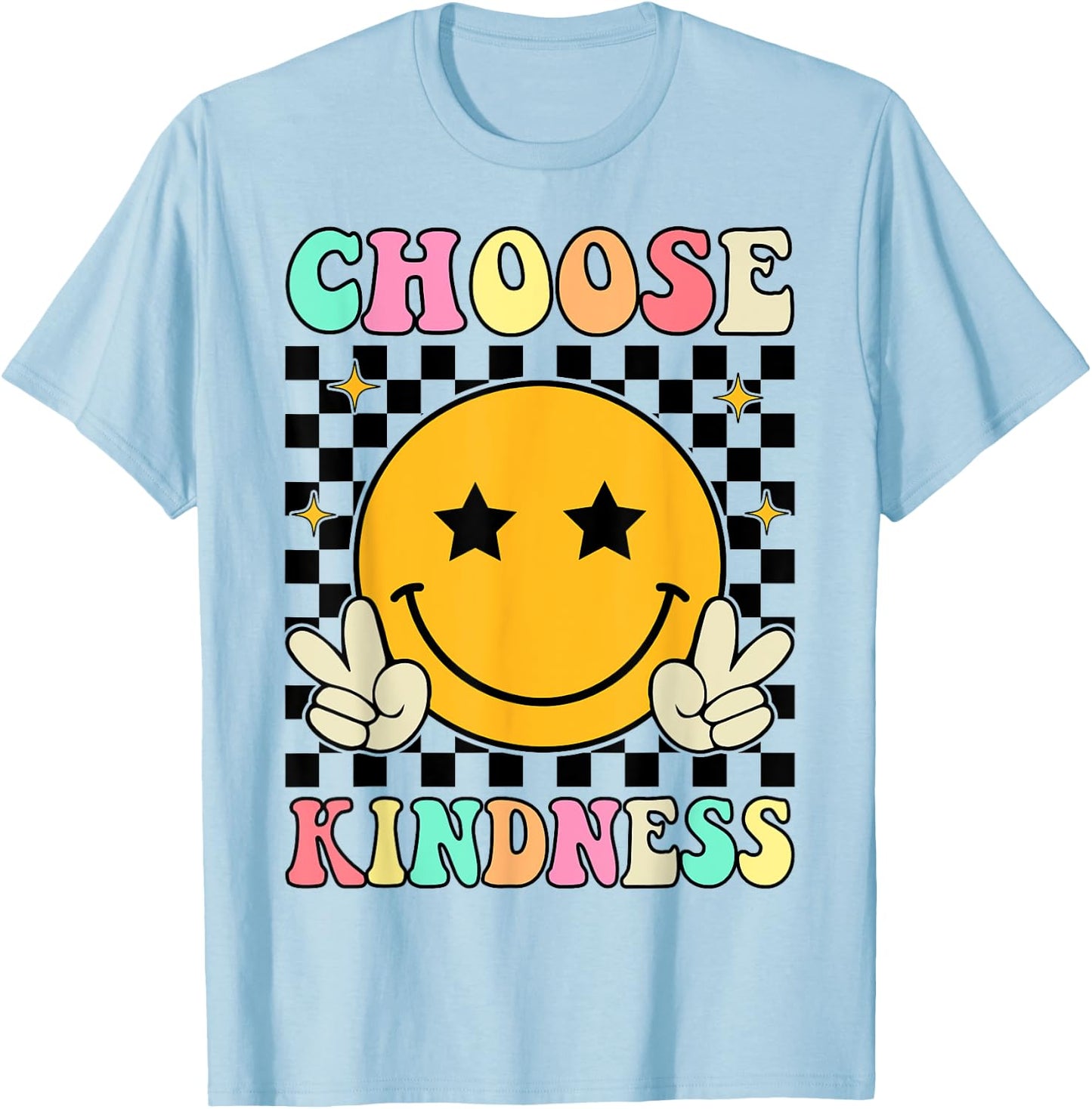 Choose Kindness Retro Groovy Kindness Inspirational , Small T-Shirt - T-Shirt | Light Blue