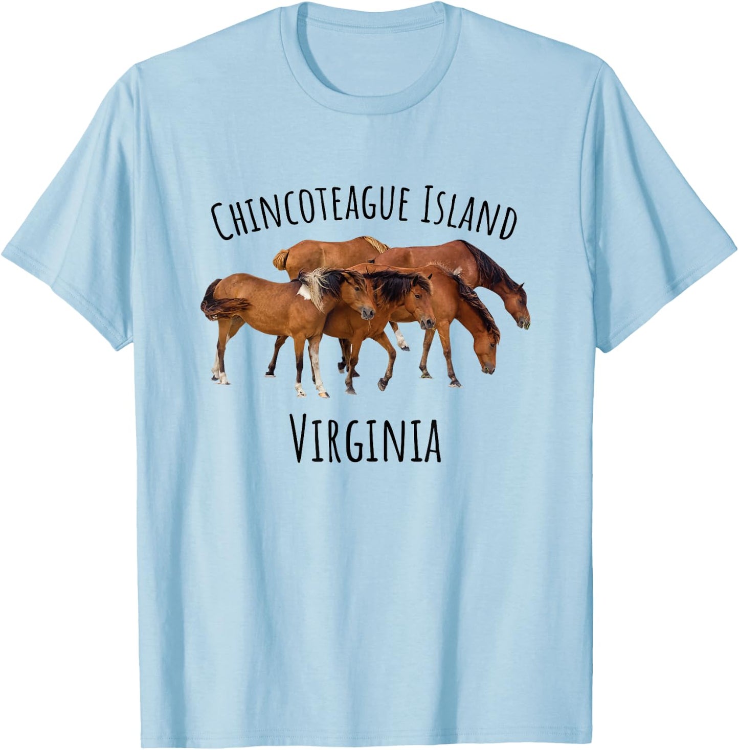 Chincoteague Island Virginia Horse Assateague Pony T-Shirt - T-Shirt | Light Blue