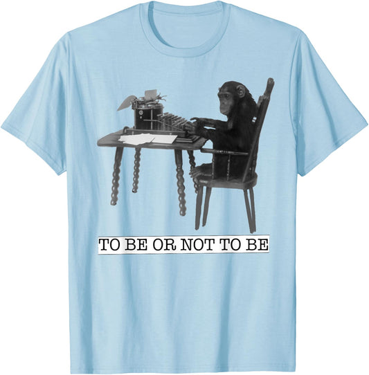 Infinite Monkey Theorem Monkey on Typewriter Maths Geek T-Shirt - T-Shirt | Light Blue