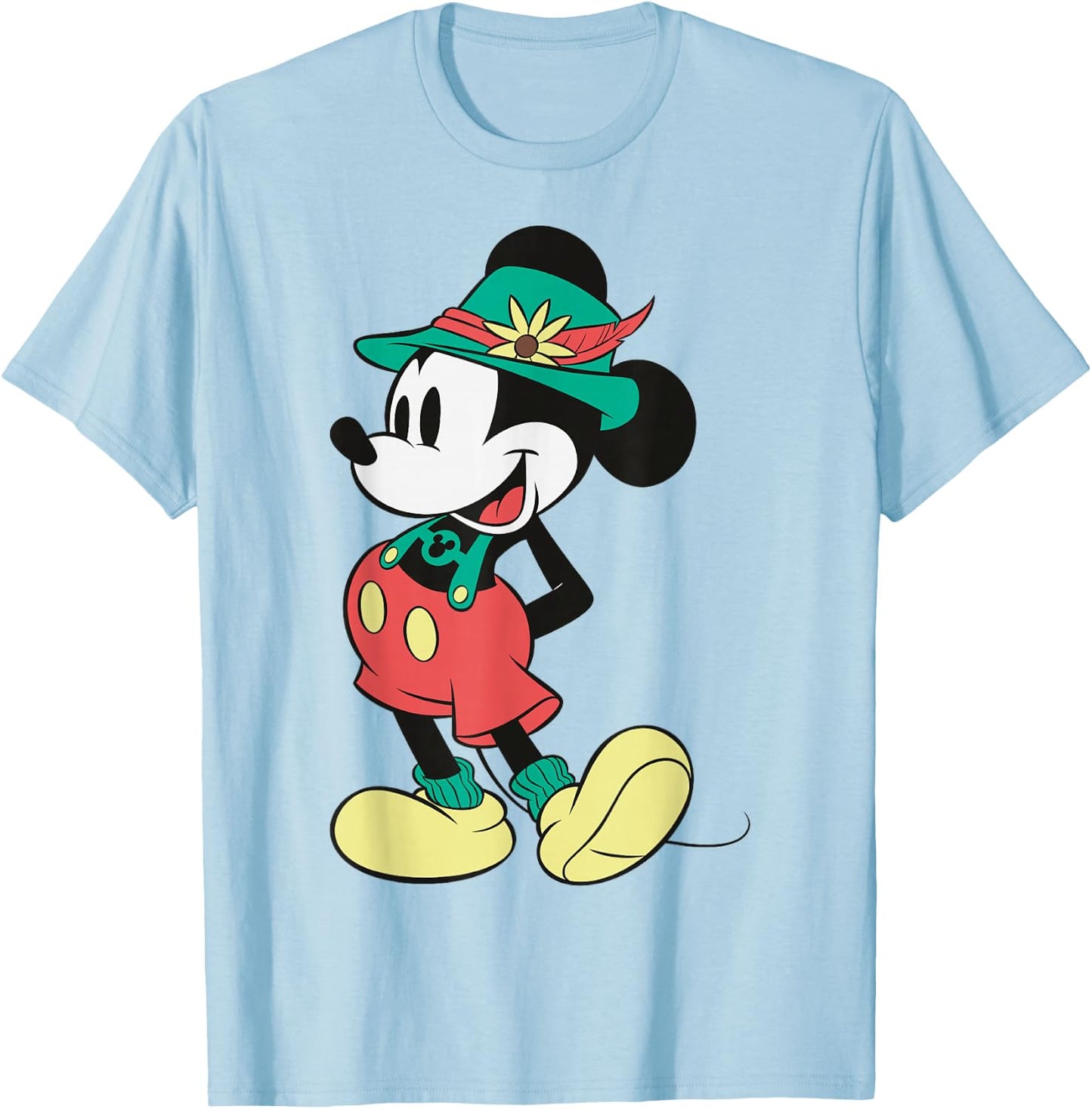 Disney Mickey And Friends Mickey Mouse Lederhosen Portrait T-Shirt - T-Shirt | Light Blue