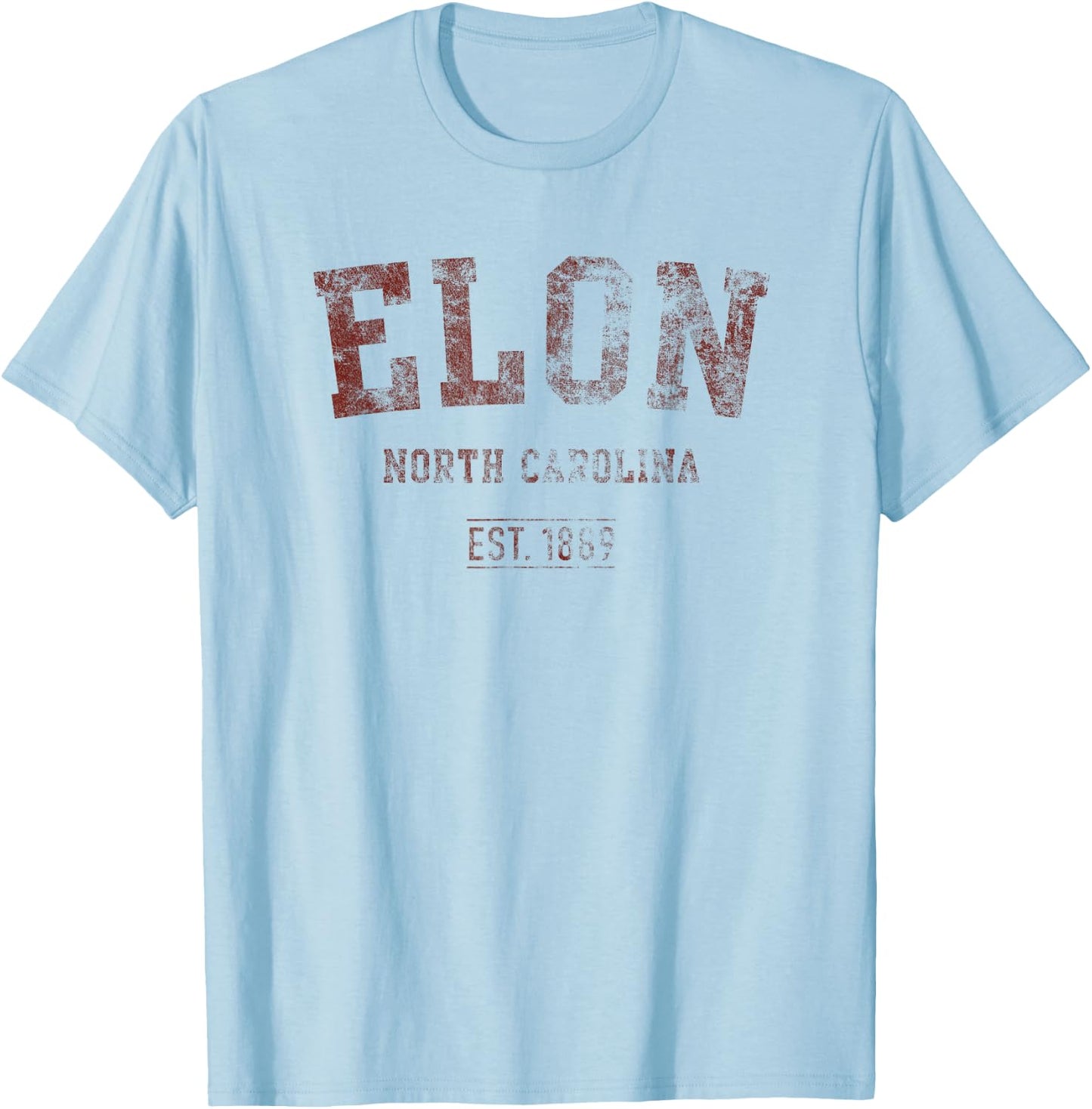 Elon North Carolina Distressed Text Sport Style T-Shirt - T-Shirt | Light Blue
