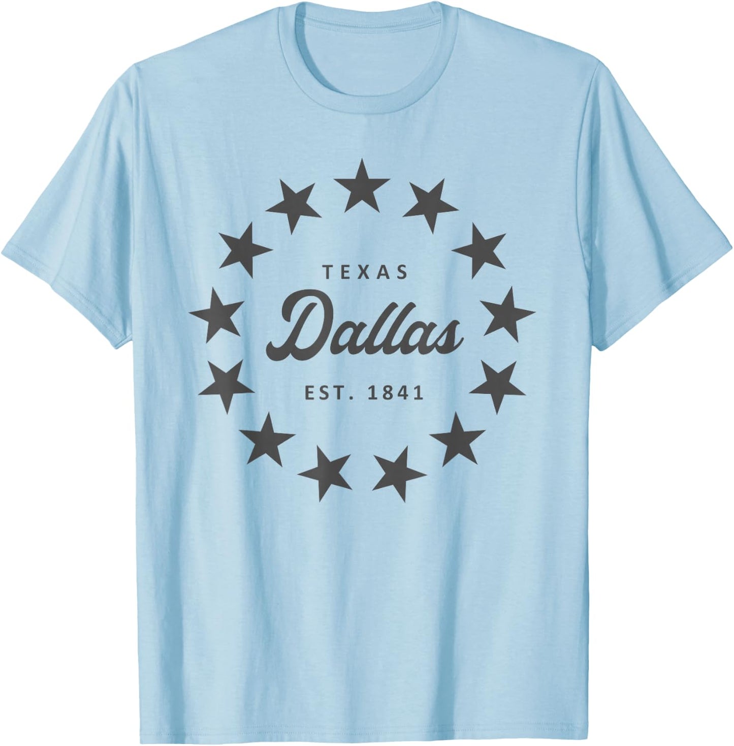 Dallas Texas Classic Vintage Retro Style Novelty Graphic T-Shirt - T-Shirt | Light Blue