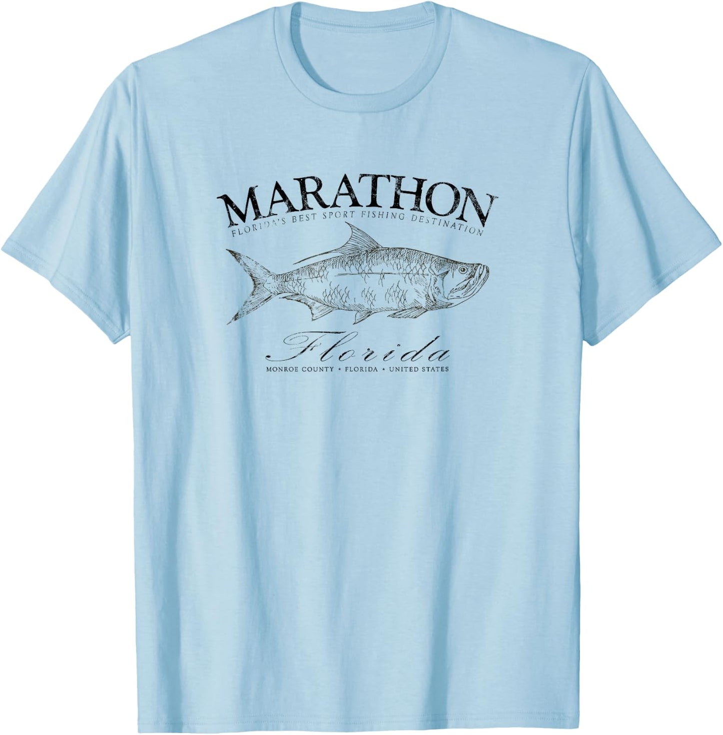 Marathon Tarpon Fishing in Monroe County Florida T-Shirt - T-Shirt | Light Blue