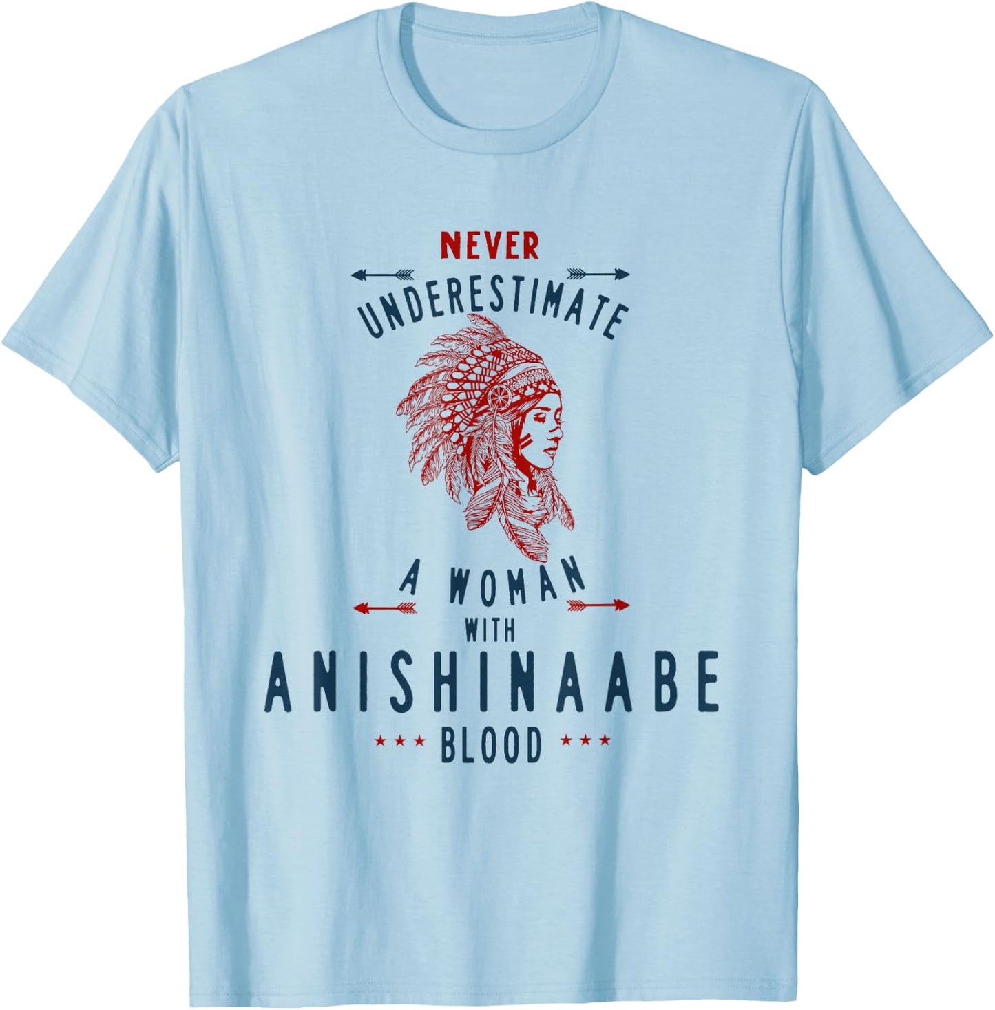Anishinaabe Native American Indian Woman No Underestimate T-Shirt - T-Shirt | Light Blue