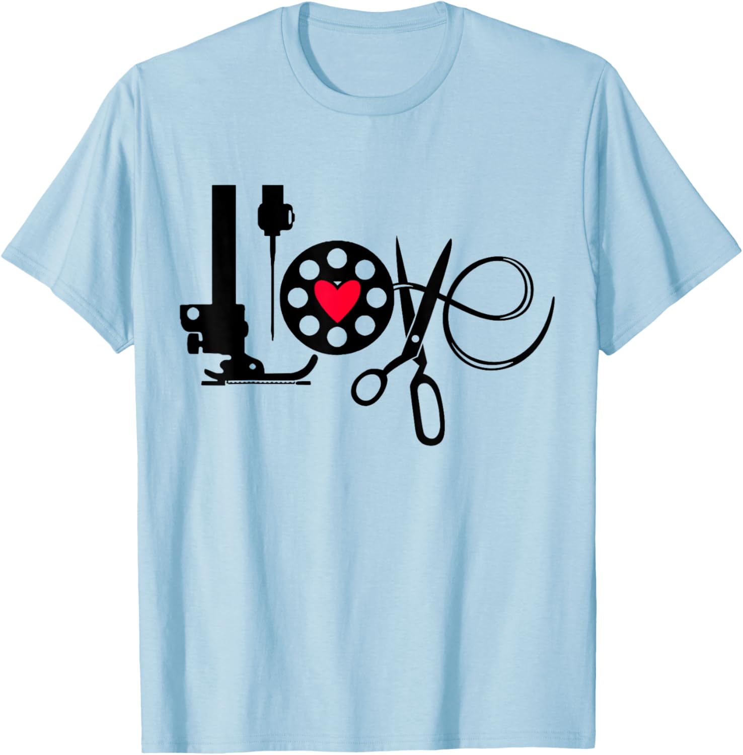 QuiltIing Sewing Heart Love Quilting Quilter Sewer Sewing T-Shirt - T-Shirt | Light Blue