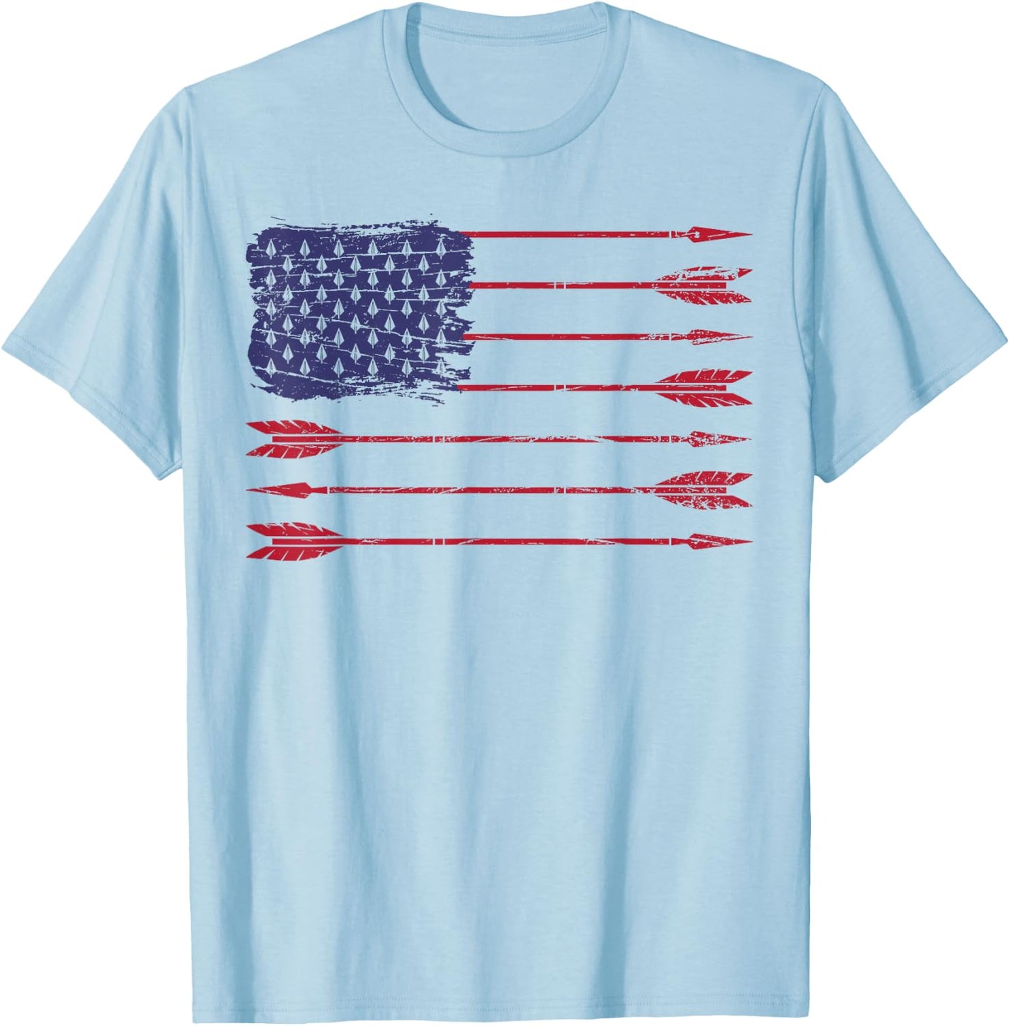 American Flag Arrow Archery Bowhunting Gifts Archer Hunter T-Shirt - T-Shirt | Light Blue