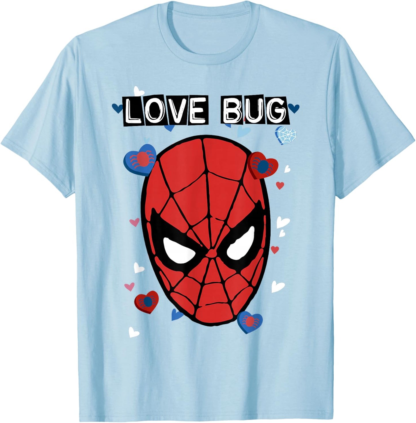 Marvel Valentine's Day Spider-Man Love Bug Portrait Small T-Shirt - T-Shirt | Light Blue