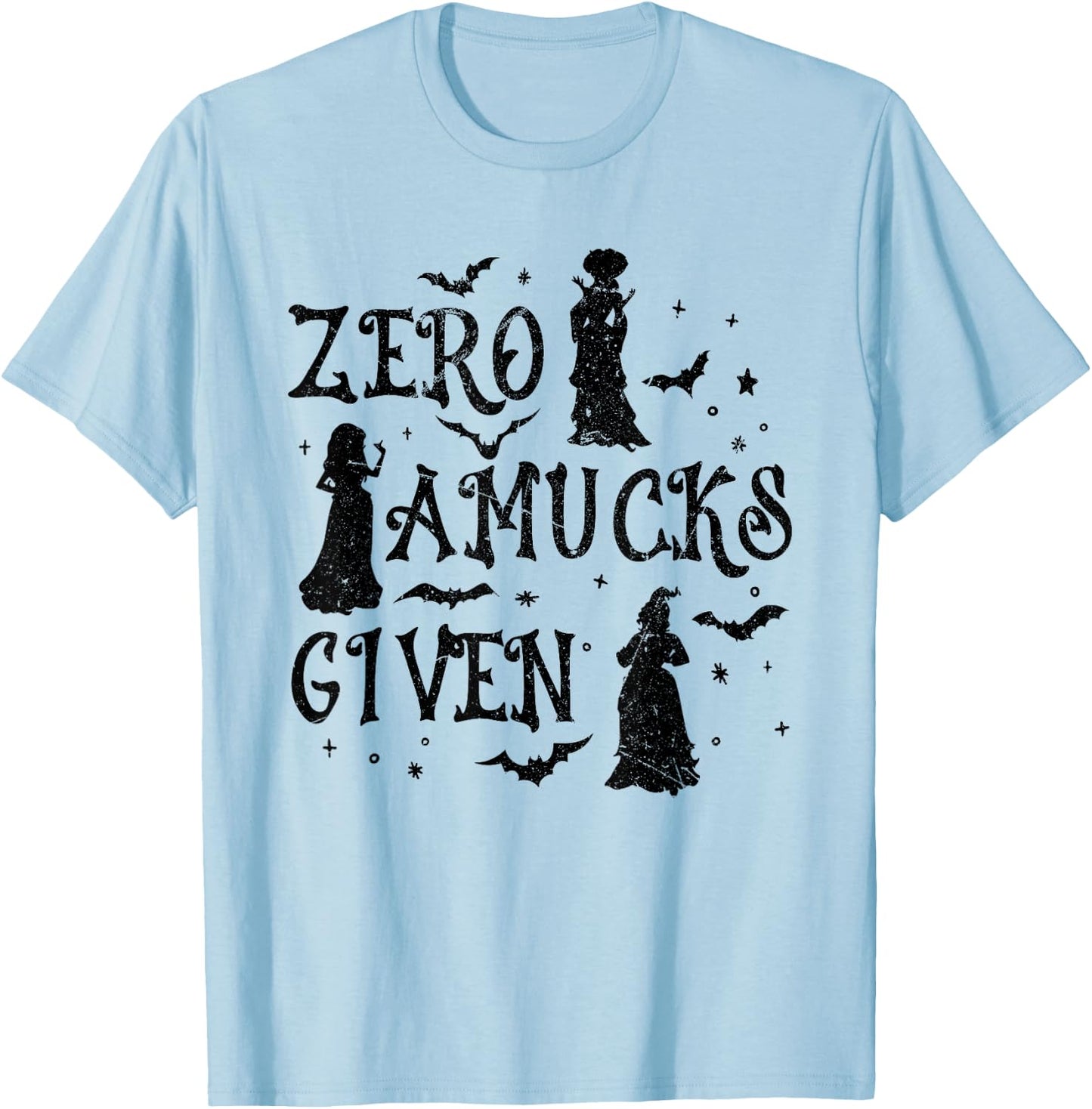 Zero Amucks Given Witches Bats Halloween T-Shirt - T-Shirt | Light Blue