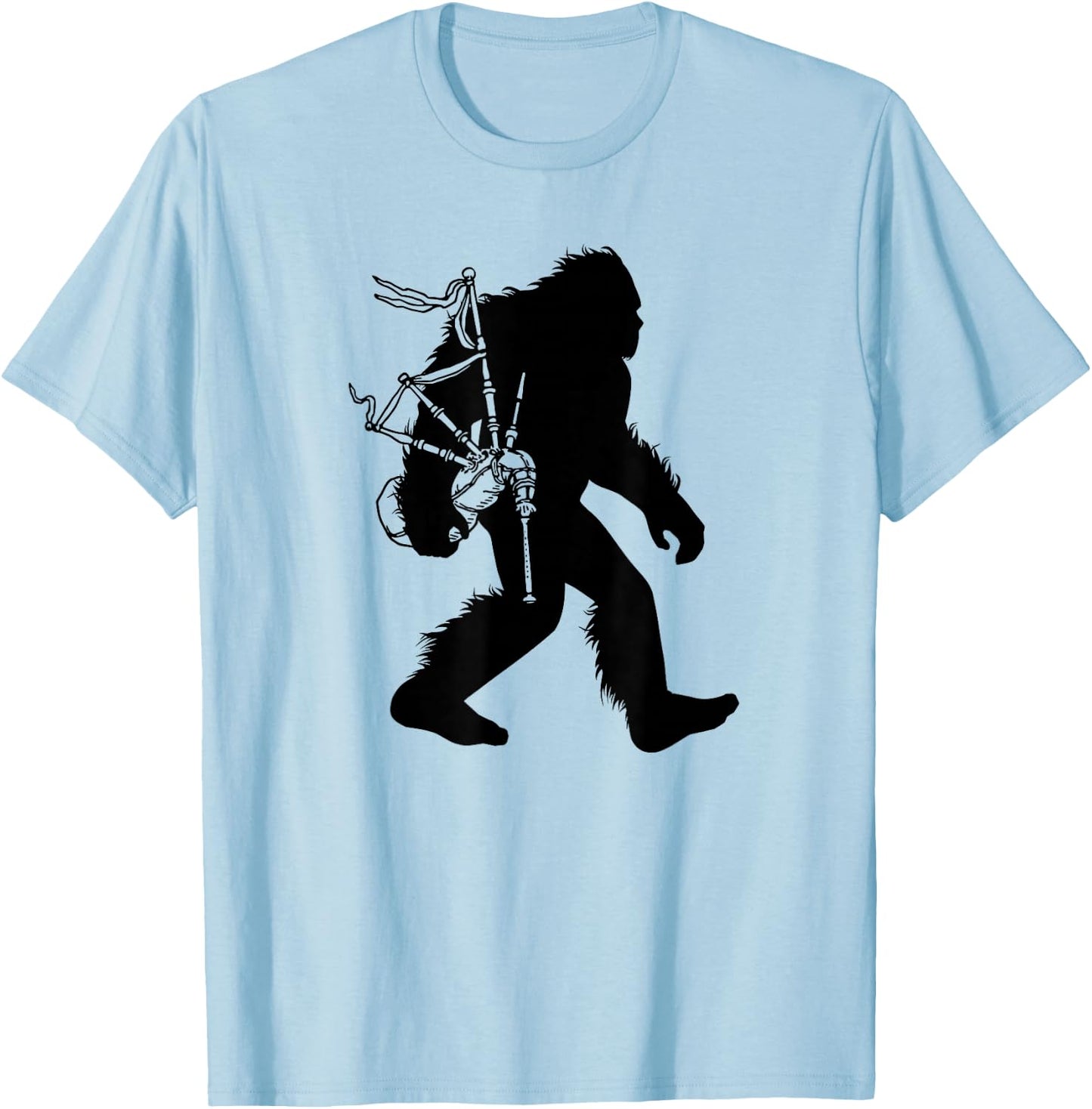 Bigfoot Bagpipes Irish Sasquatch Scottish Bagpiper T-Shirt - T-Shirt | Light Blue