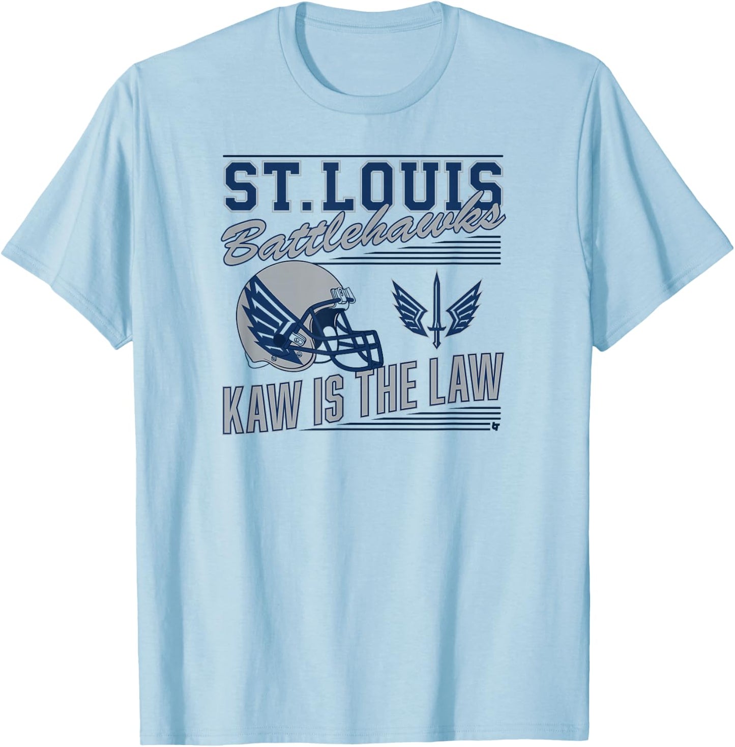 St. Louis Battlehawks - Retro Kaw is The Law (White) - UFL T-Shirt - T-Shirt | Light Blue
