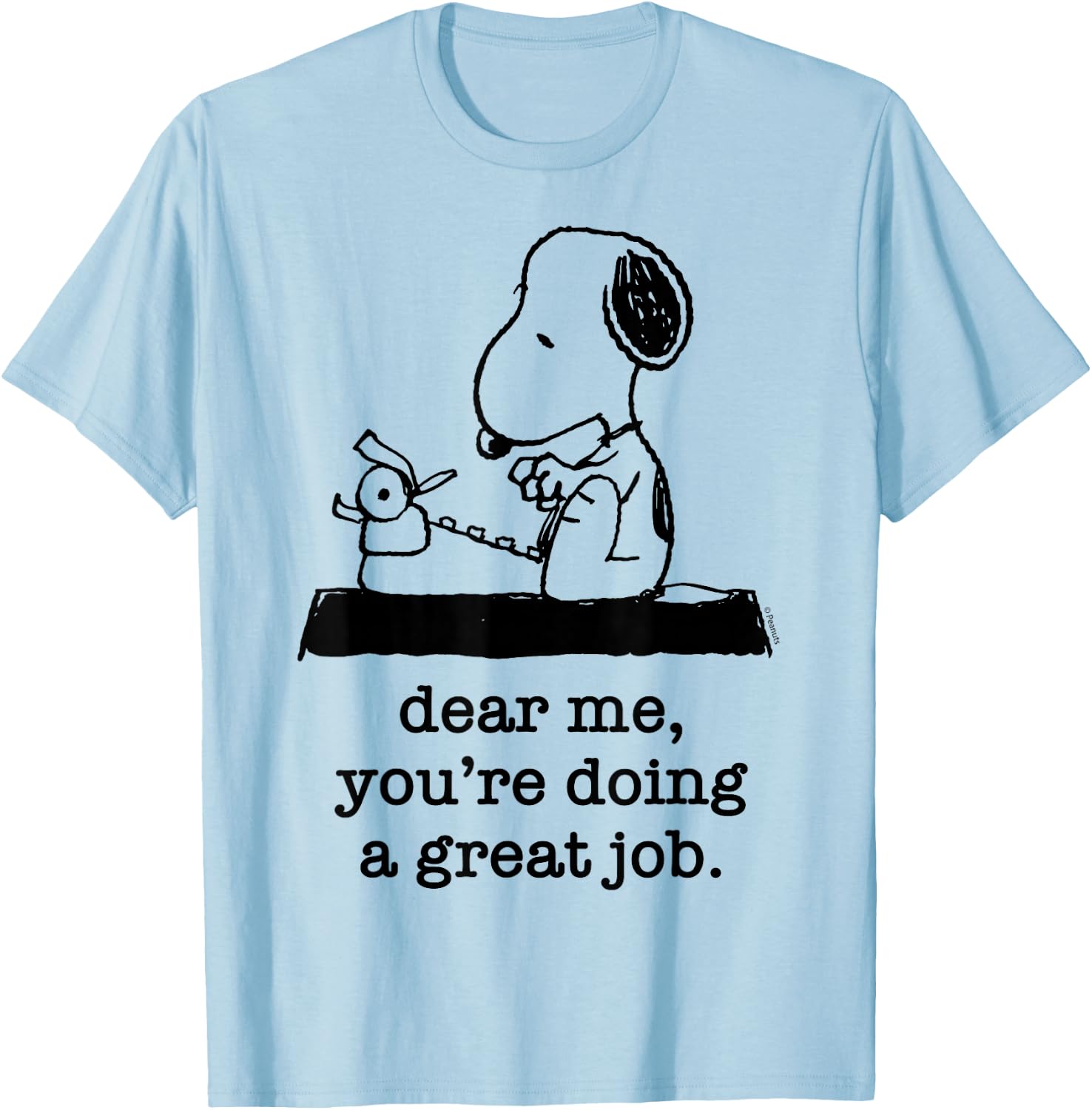 Peanuts - Snoopy Typewriter Dear Me You're Doing A Great Job T-Shirt - T-Shirt | Light Blue