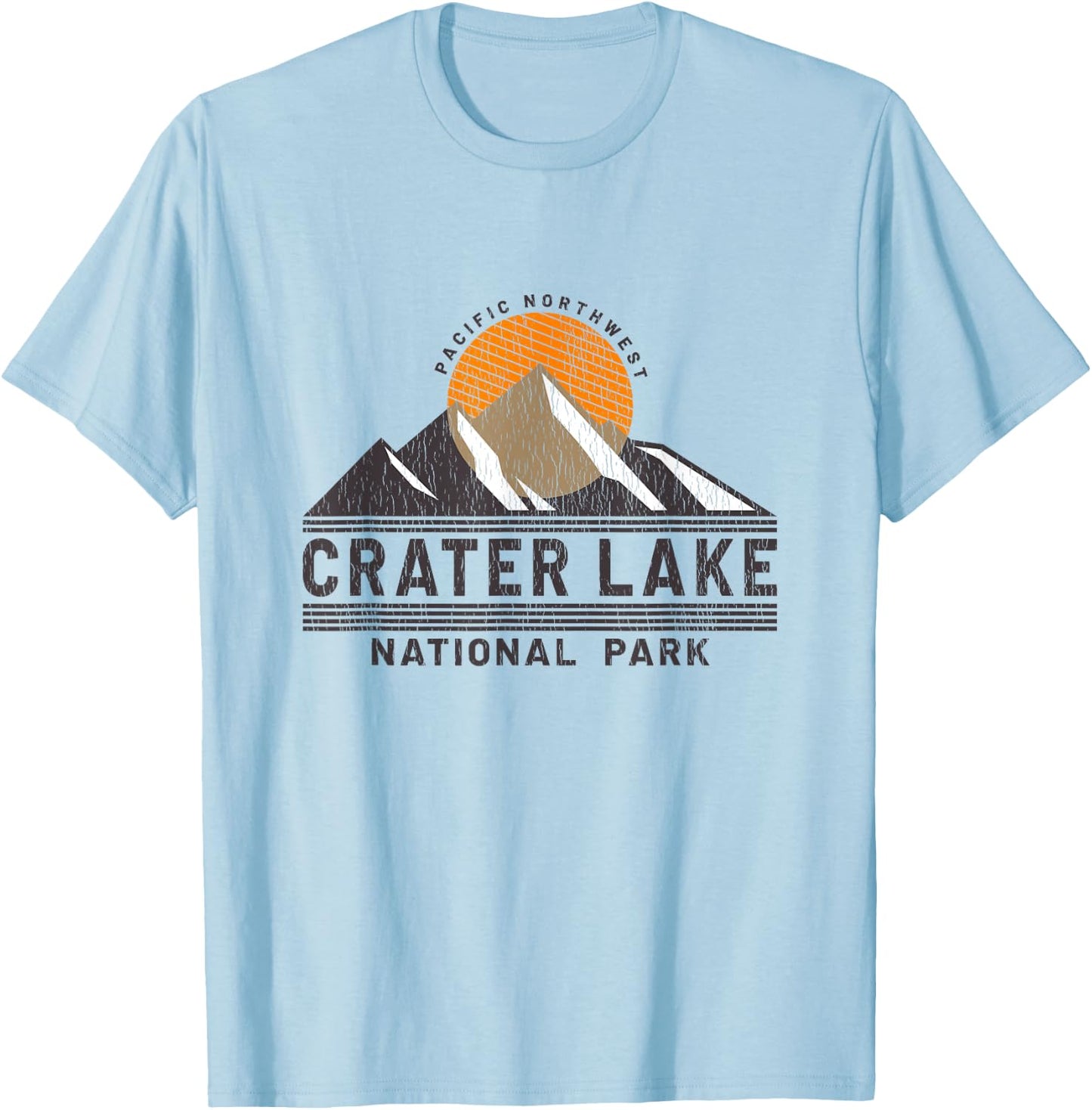 Retro Crater Lake National Park - Pacific Northwest Souvenir T-Shirt - T-Shirt | Light Blue