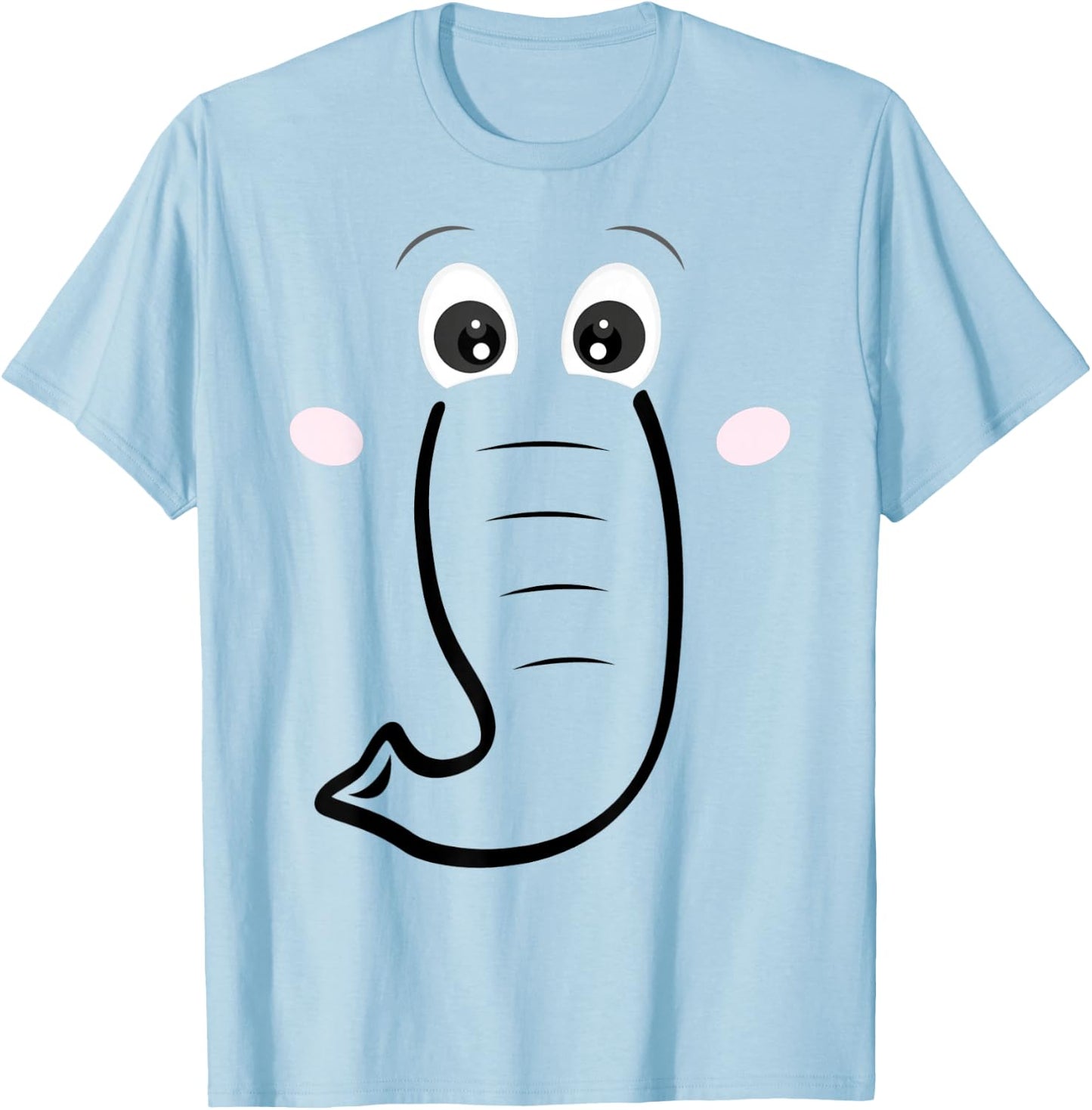 Elephant Face, Cartoon Style, Easy Halloween Costume T-Shirt - T-Shirt | Light Blue