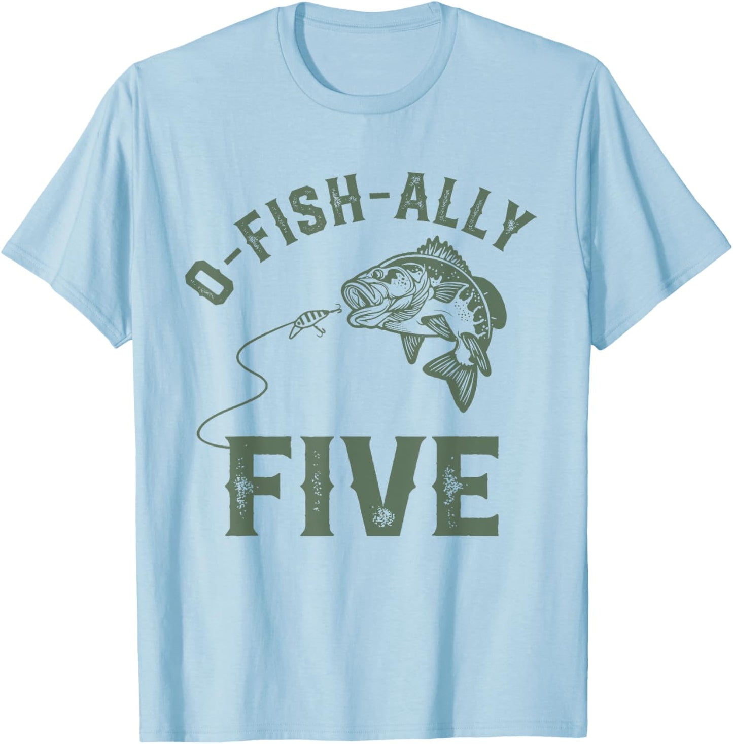 O-fish-ally Five Birthday Decorations 5th Birthday Boy T-Shirt - T-Shirt | Light Blue
