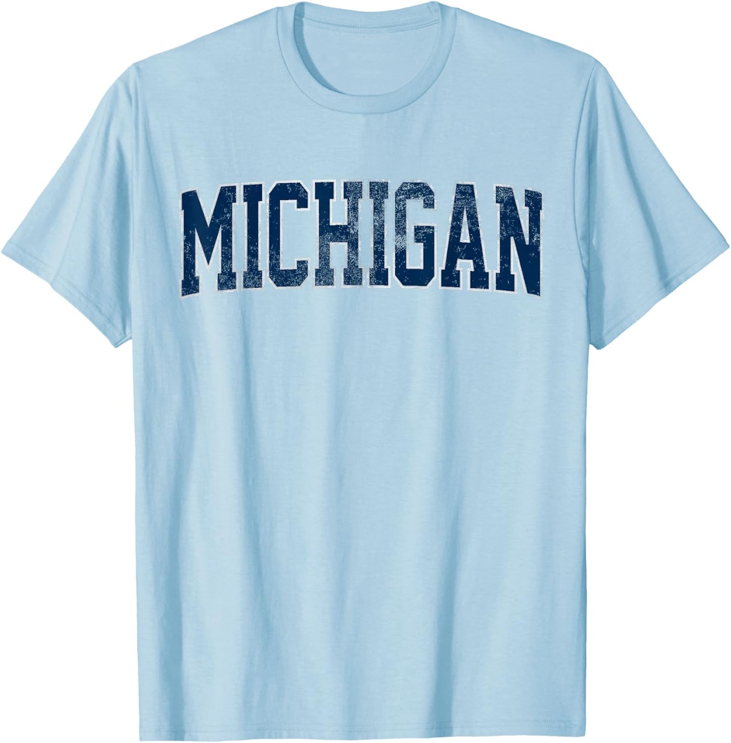 Vintage Michigan Look Maize Blue Men Retro Font Michigan T-Shirt - T-Shirt | Light Blue