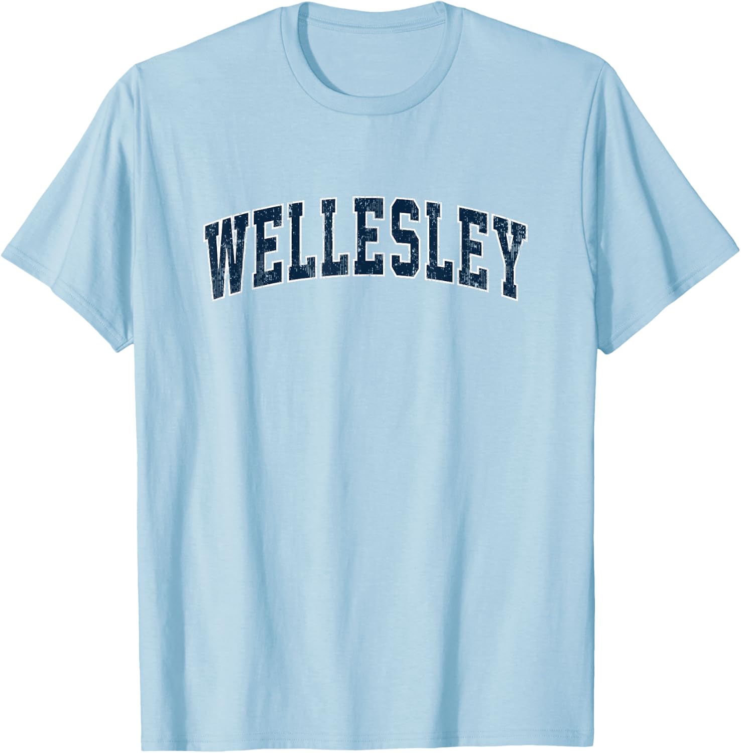 Wellesley Massachusetts MA Vintage Sports Design Navy Design T-Shirt - T-Shirt | Light Blue