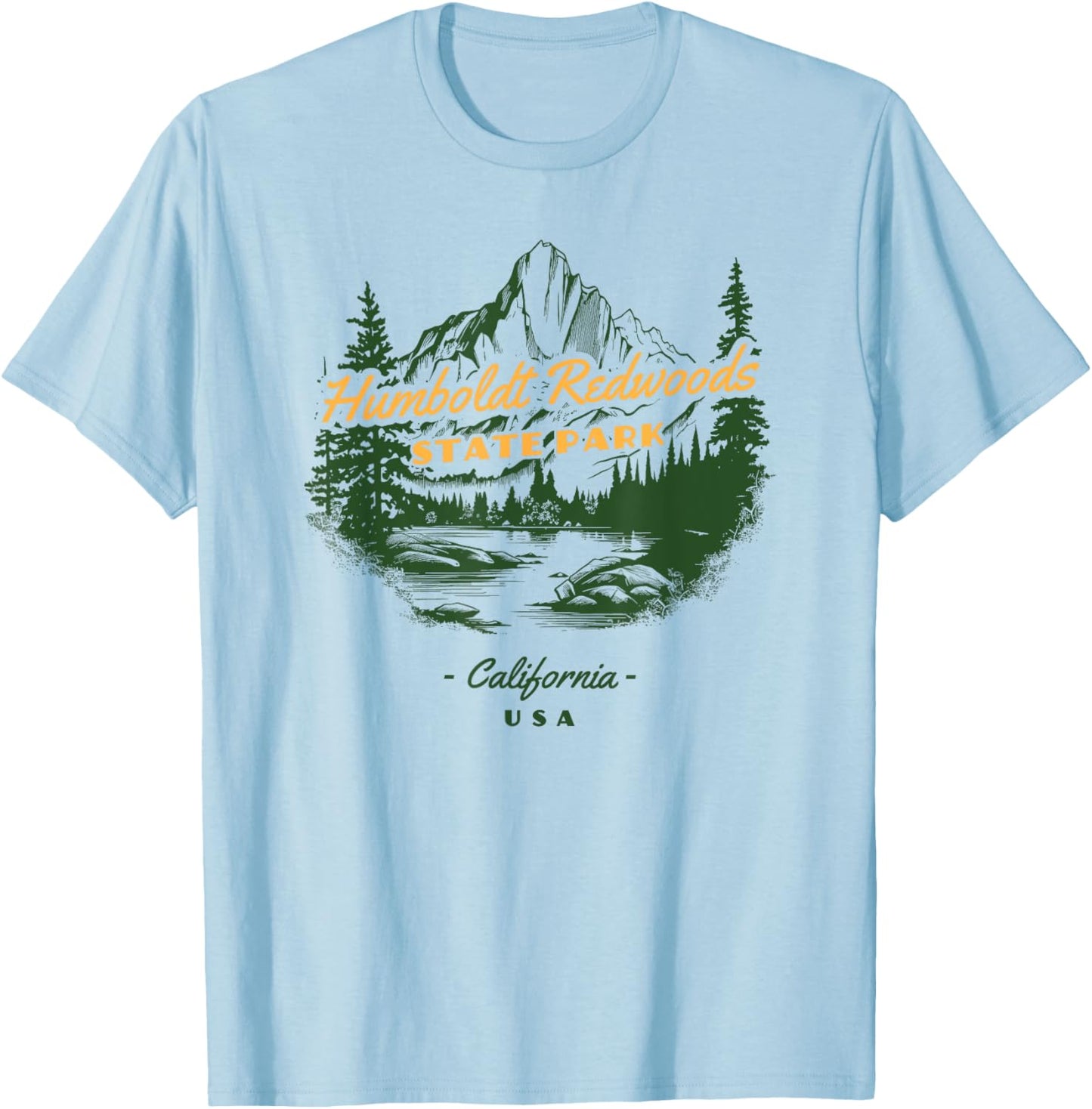 Humboldt Redwoods State Park California Retro Vintage T-Shirt - T-Shirt | Light Blue