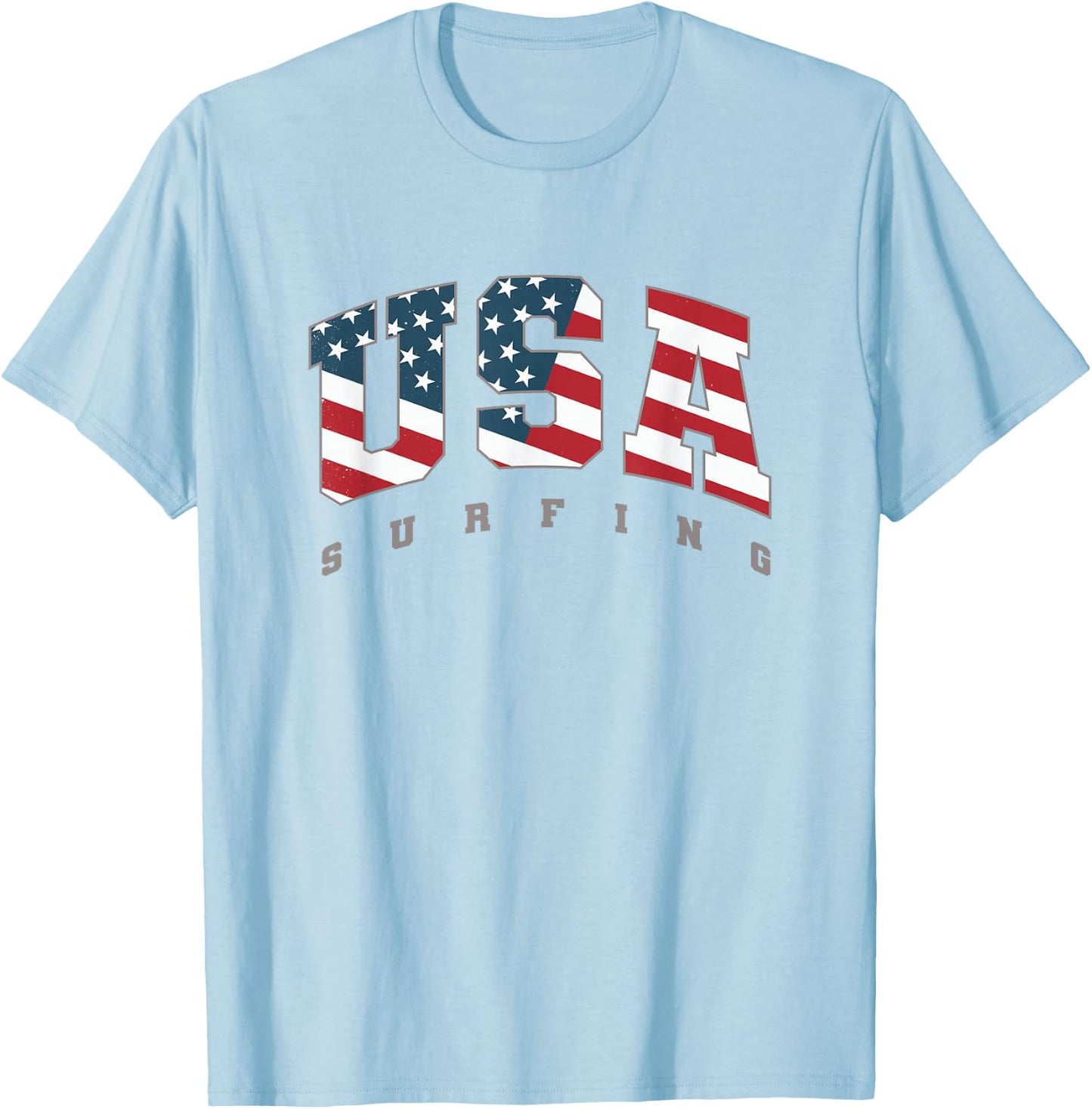 USA Flag Team Surf Support Athlete Surfing Women Kids Men T-Shirt - T-Shirt | Light Blue