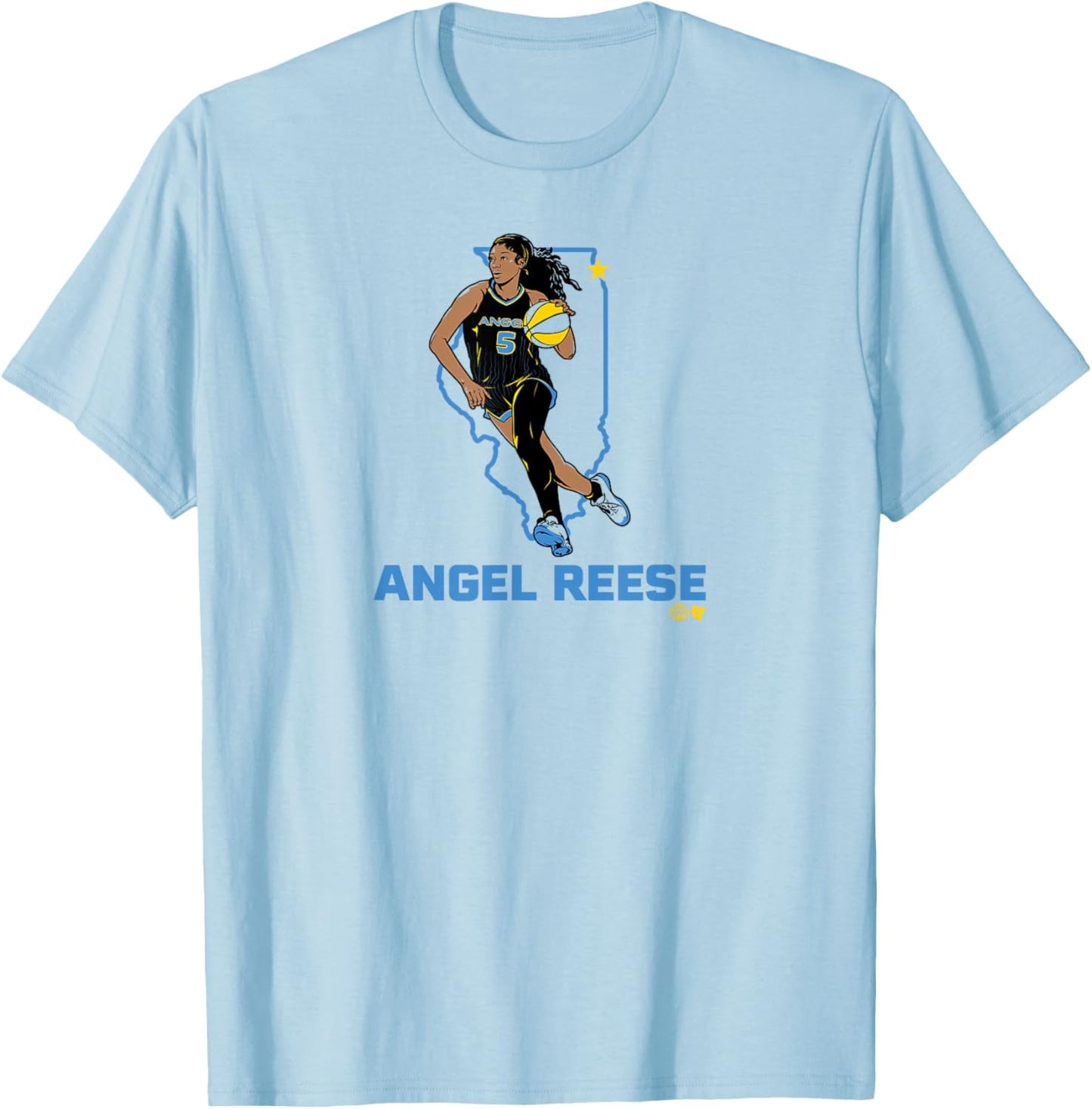 Angel Reese - State Star - Chicago Basketball T-Shirt - T-Shirt | Light Blue