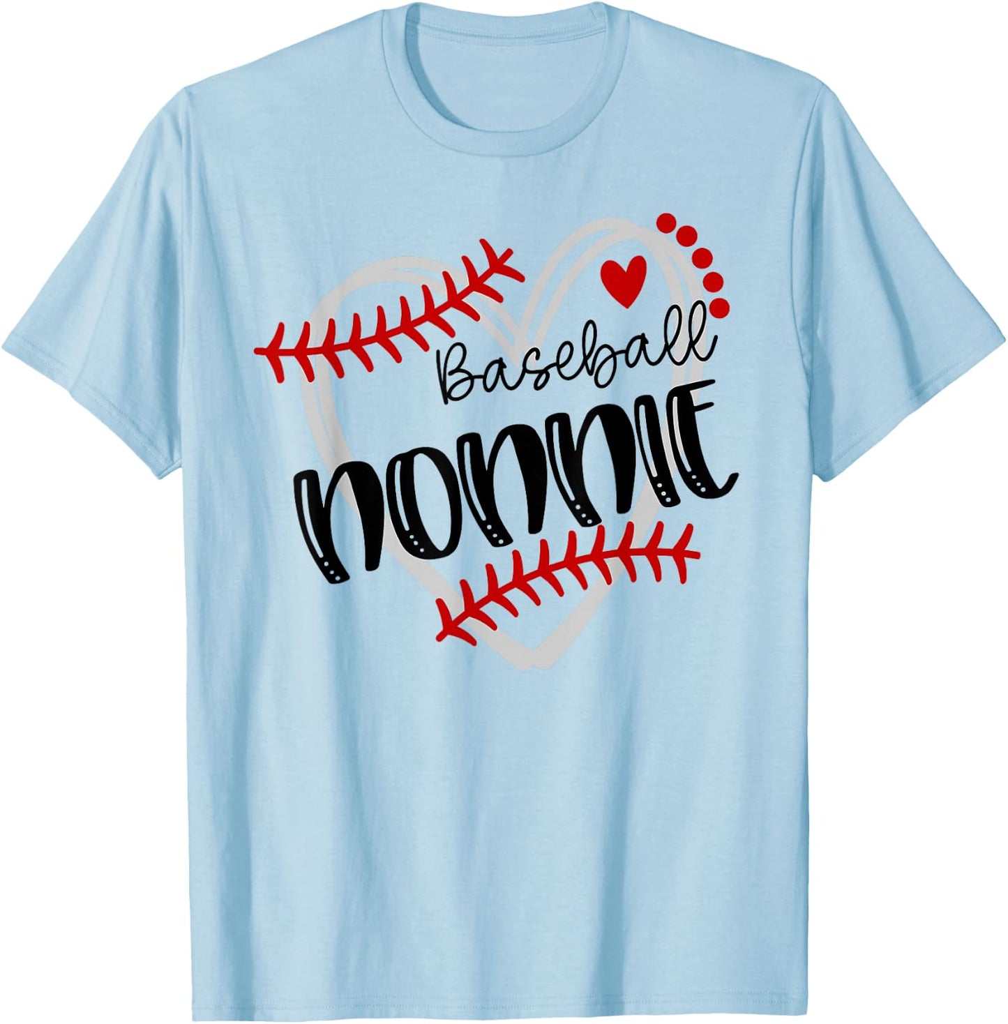 Personalized Baseball Heart Cute Nonnie Women Baseball T-Shirt - T-Shirt | Light Blue