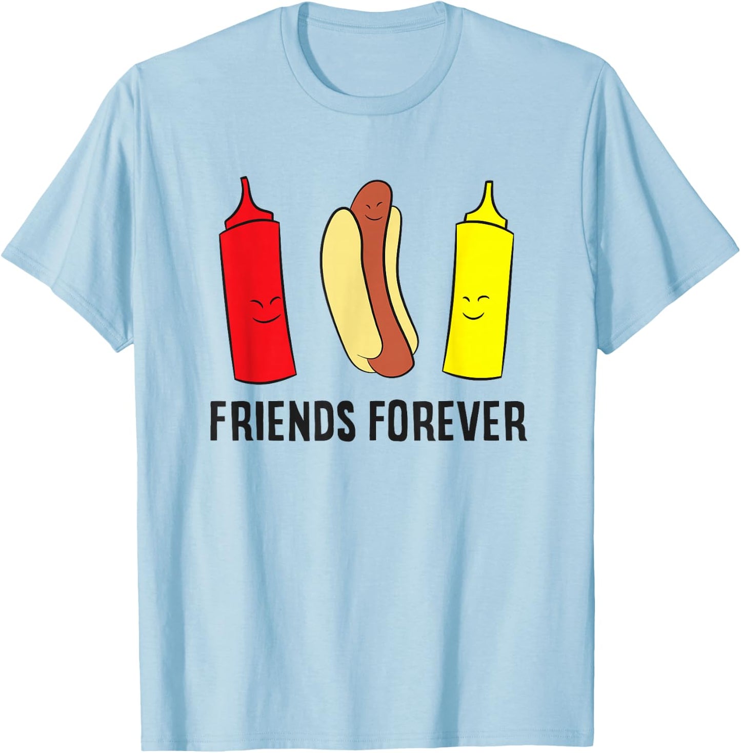 Hotdog Ketchup Mustard Friends Forever Funny Hot Dog T-Shirt - T-Shirt | Light Blue