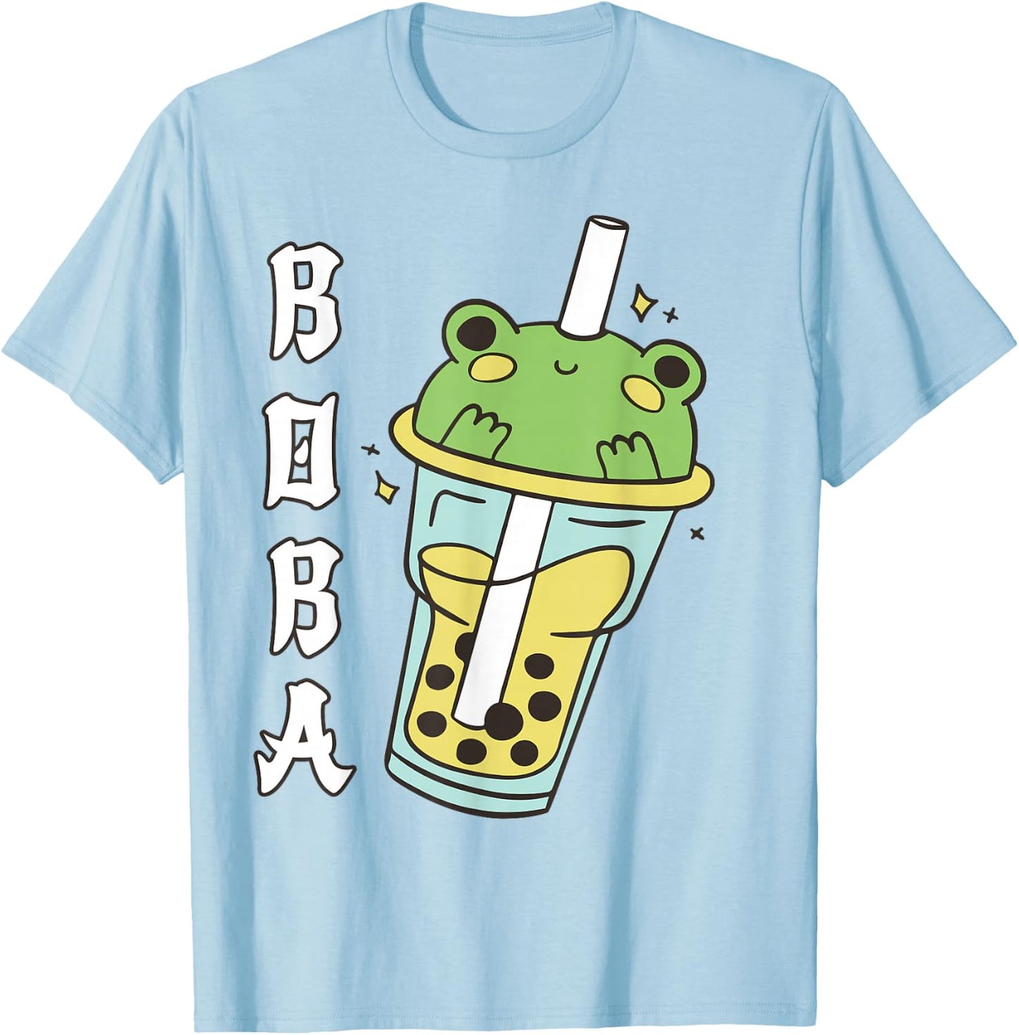 Cute Kawaii Frog Boba Tea Neko Anime Japanese Kids Teen Girl T-Shirt - T-Shirt | Light Blue
