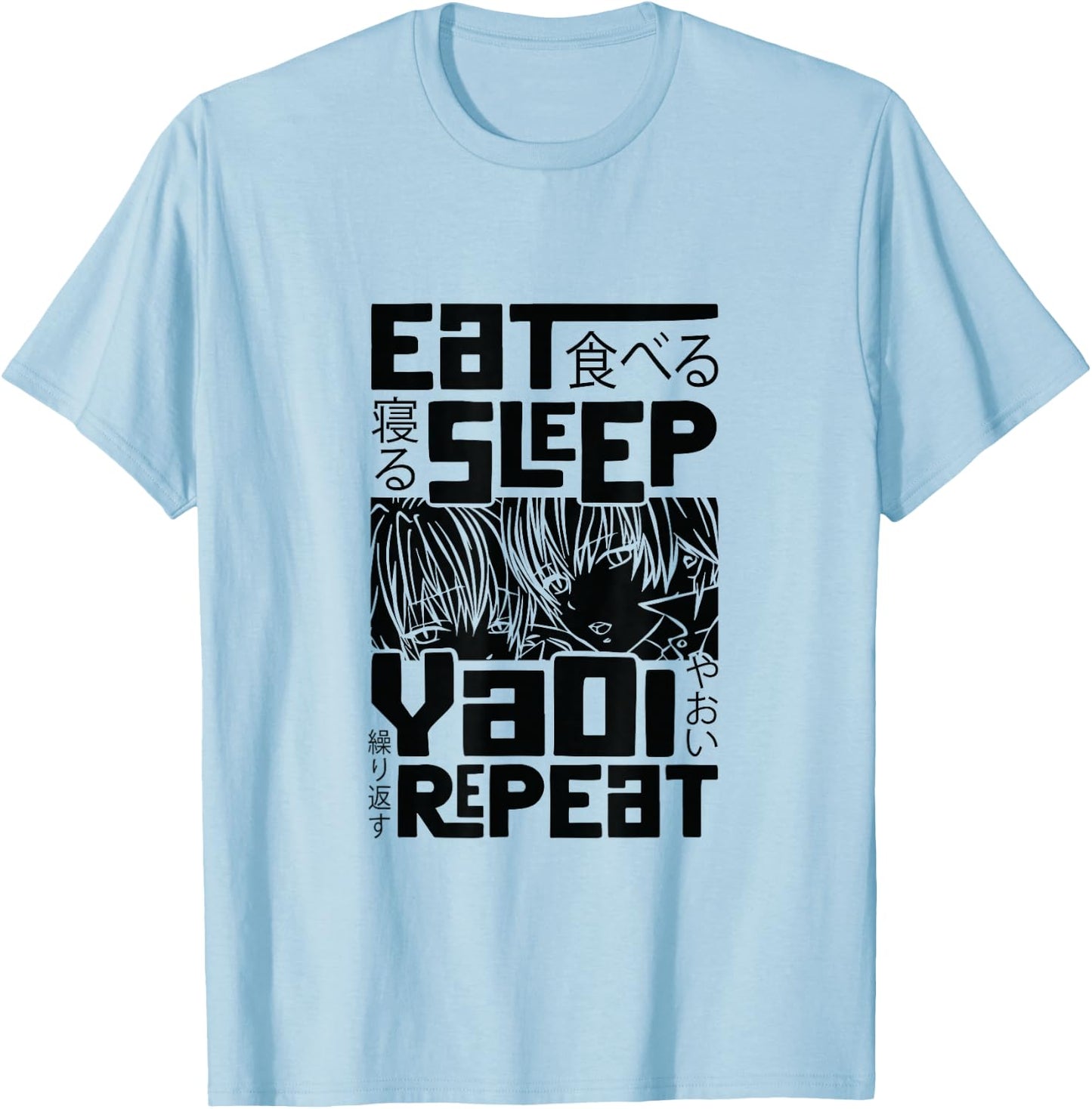 Eat Sleep Yaoi Repeat Gay Anime T-Shirt - T-Shirt | Light Blue