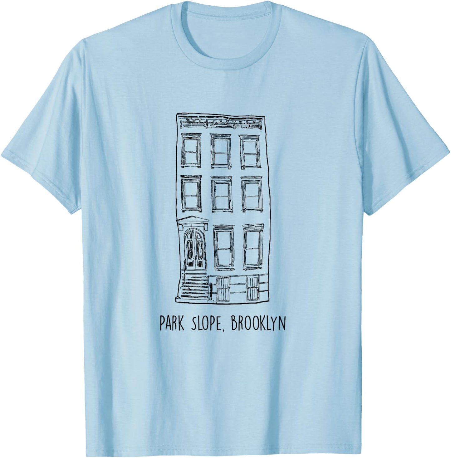 Park Slope Brooklyn Brownstone T-Shirt - T-Shirt | Light Blue