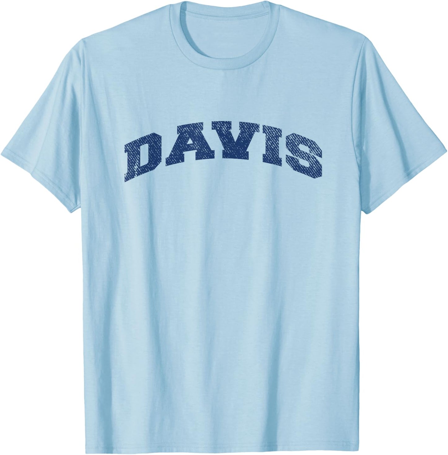 Davis California Varsity Style Vintage Grey T-Shirt - T-Shirt | Light Blue