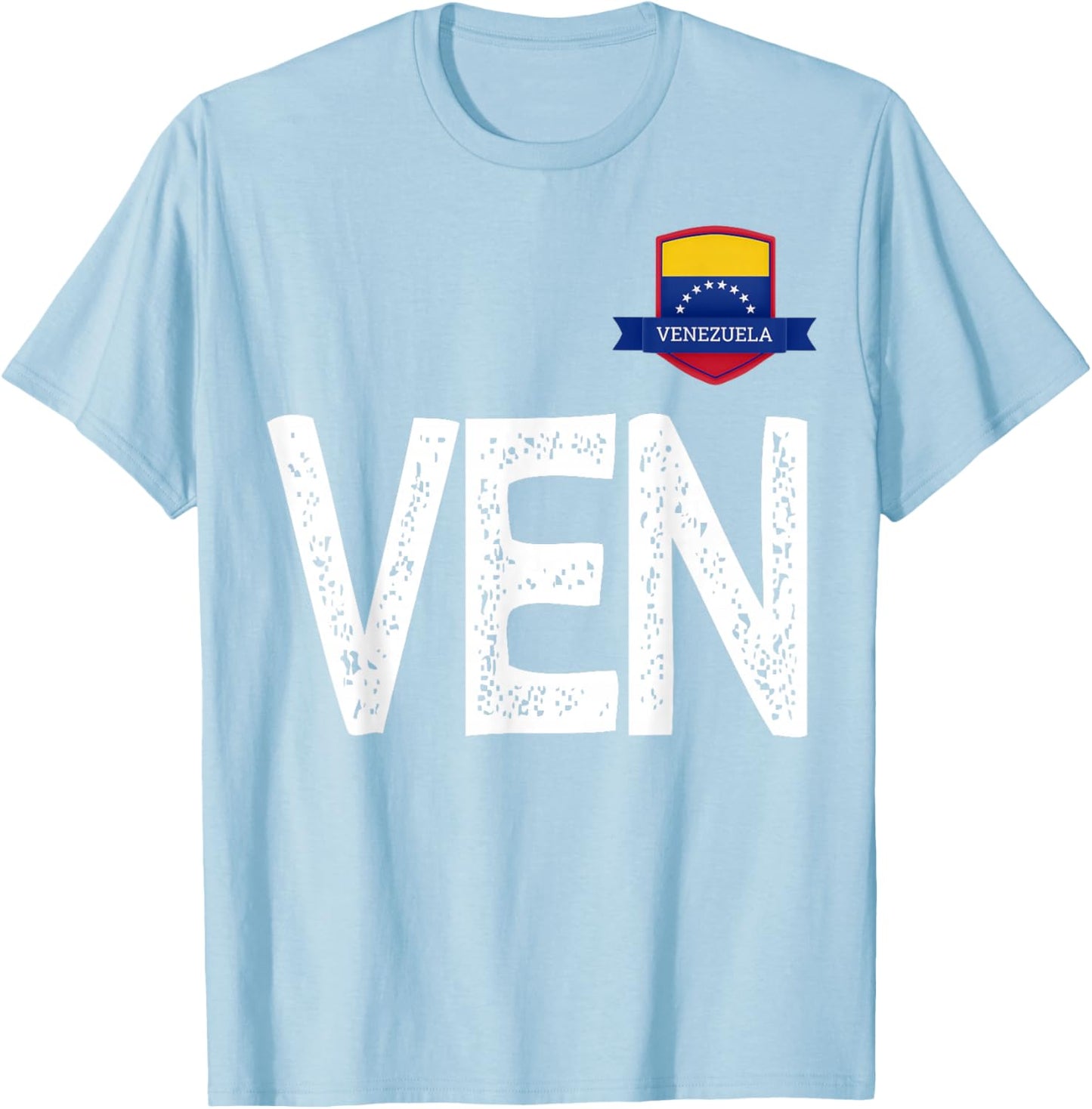 Venezuela Human-Flag Letter V and E and N Venezuela T-Shirt - T-Shirt | Light Blue